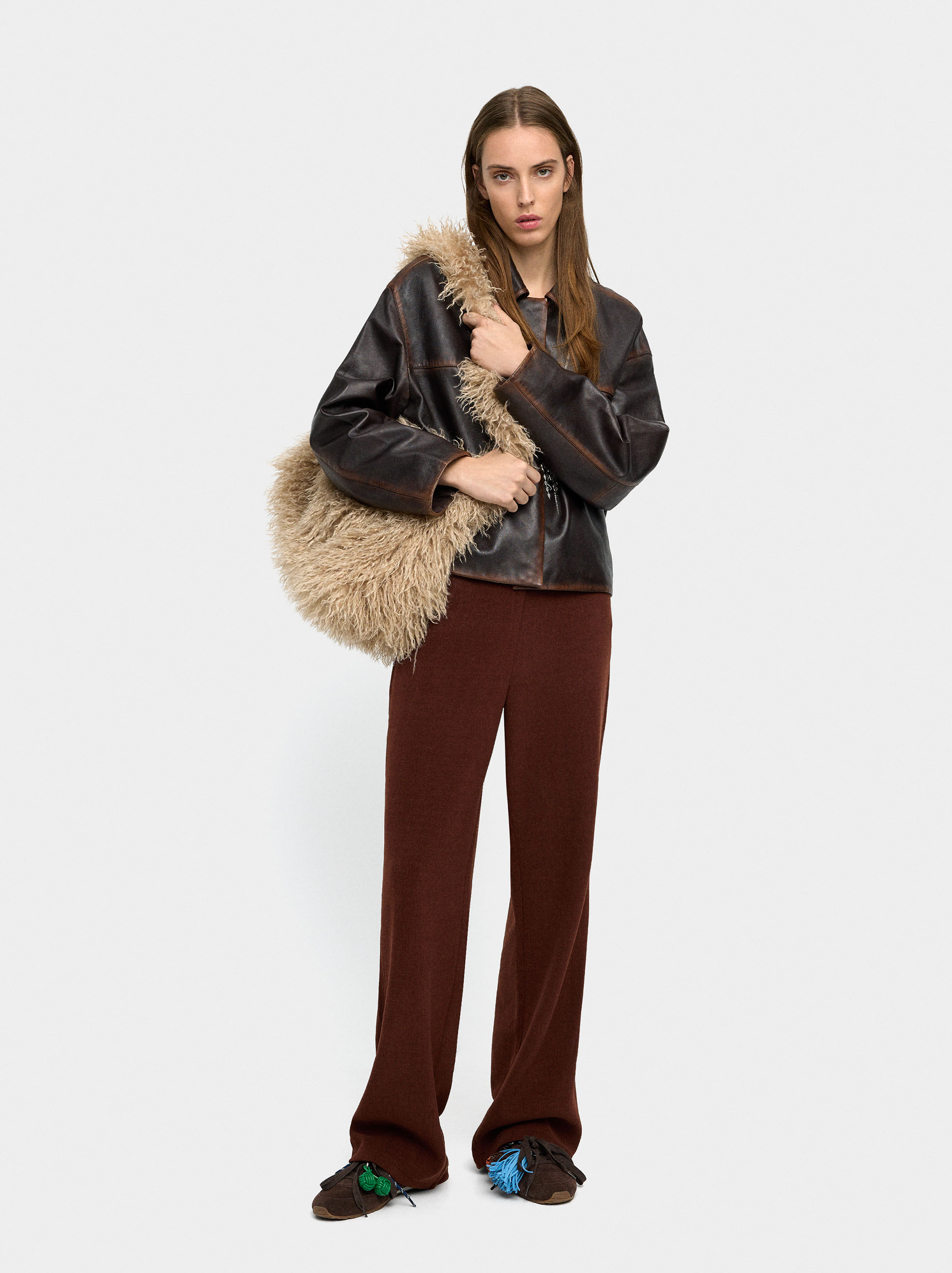 Straight pants with elastic waist image number 0.0