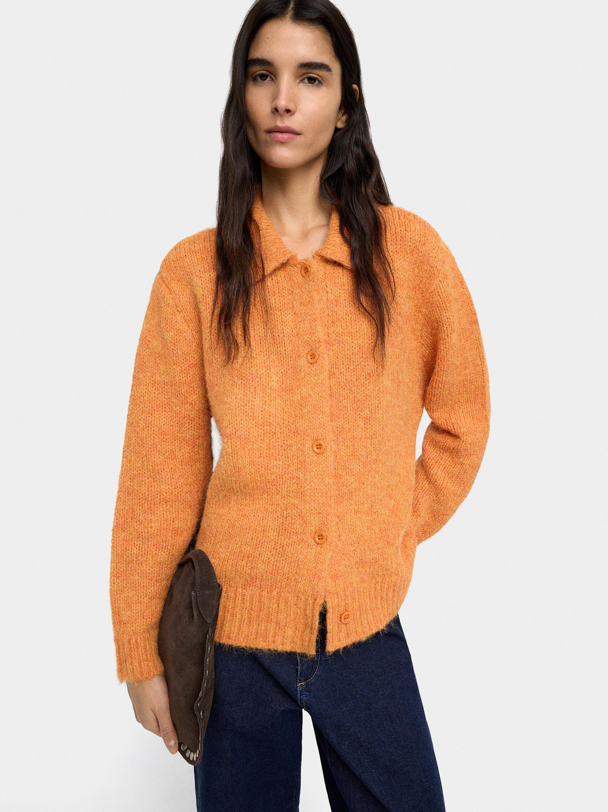 Plain knit cardigan image number 1.0