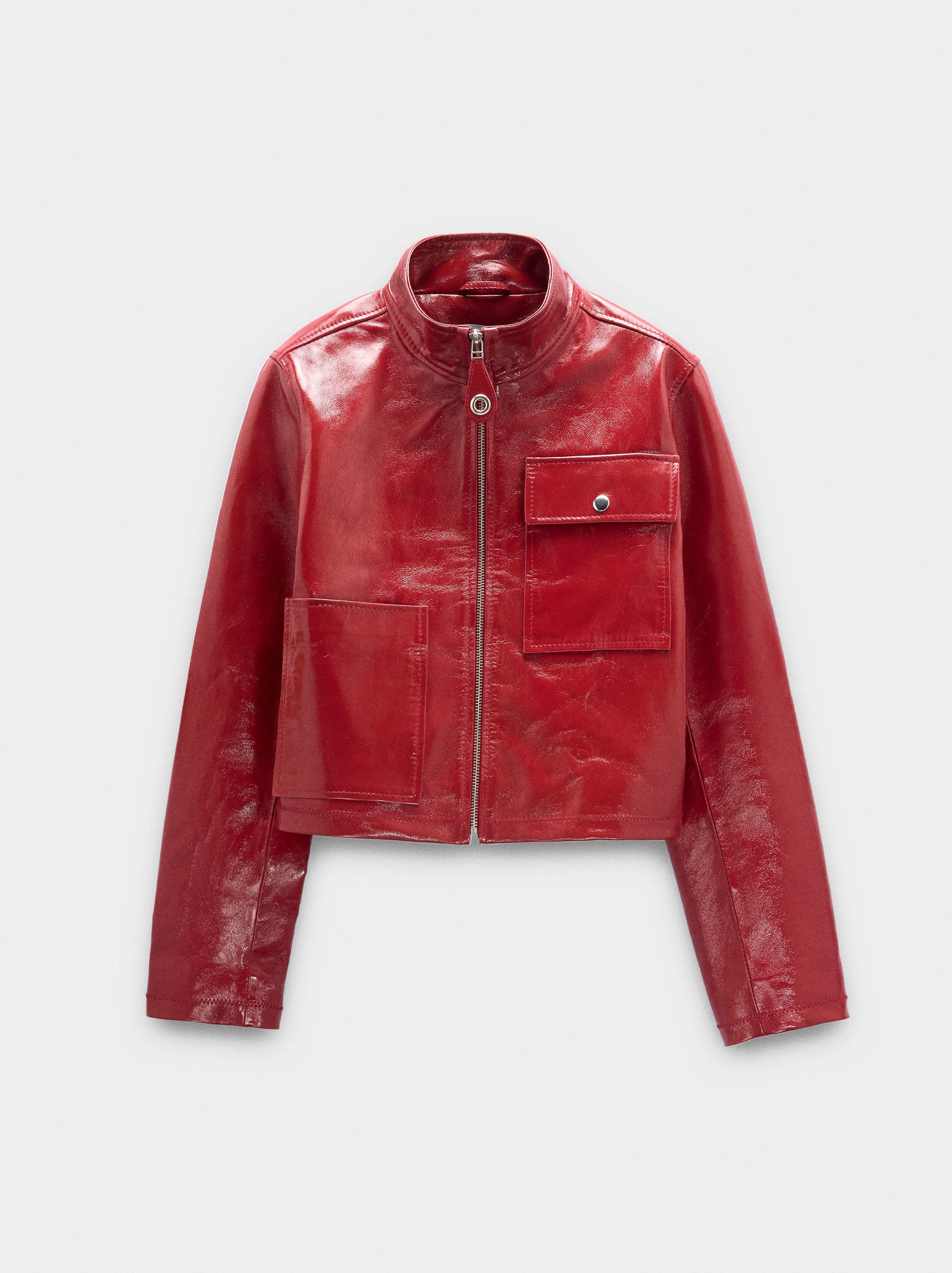 Leather jacket with zipper image number 6.0