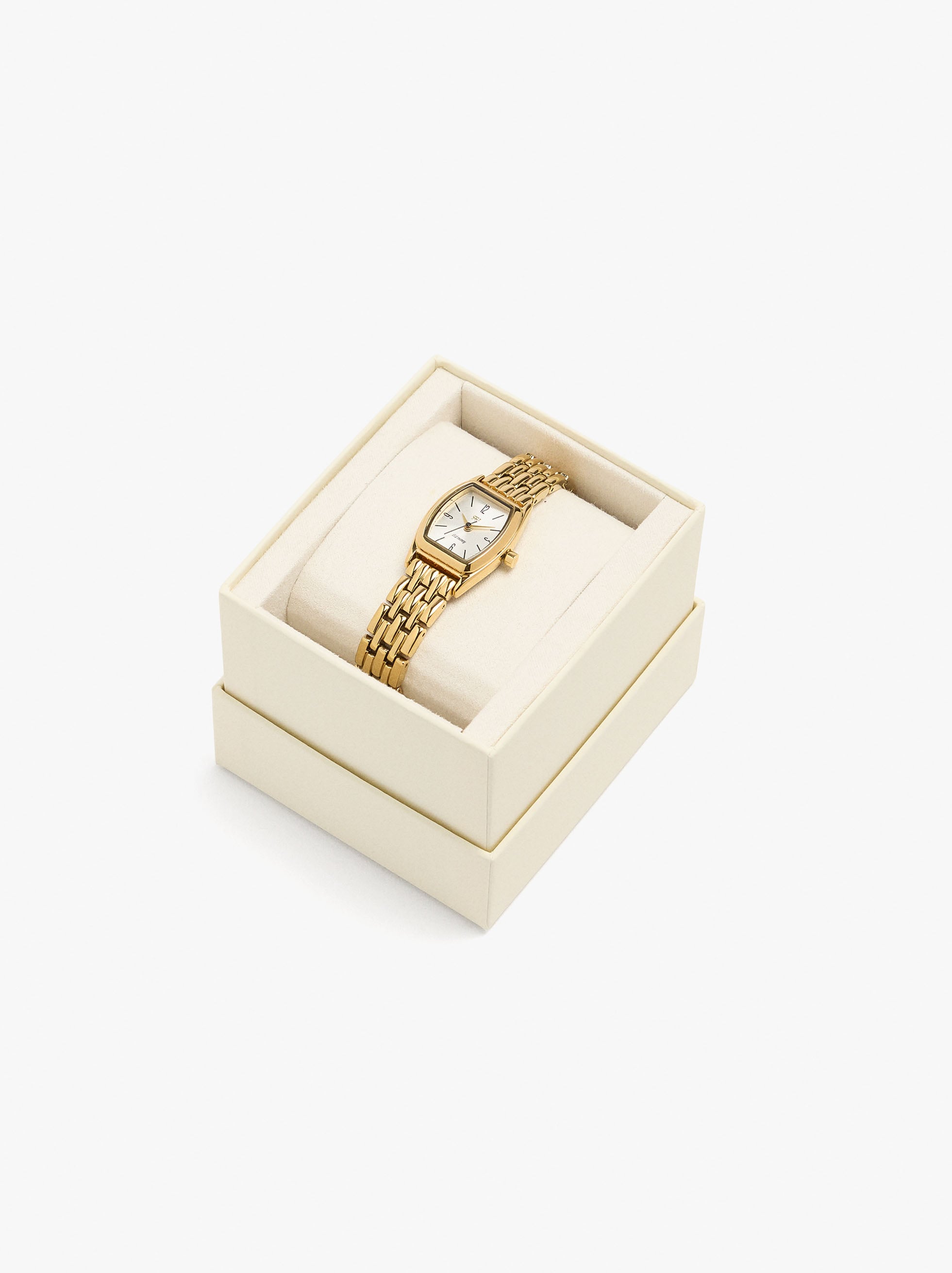 Rectangular watch with stainless steel bracelet image number 3.0