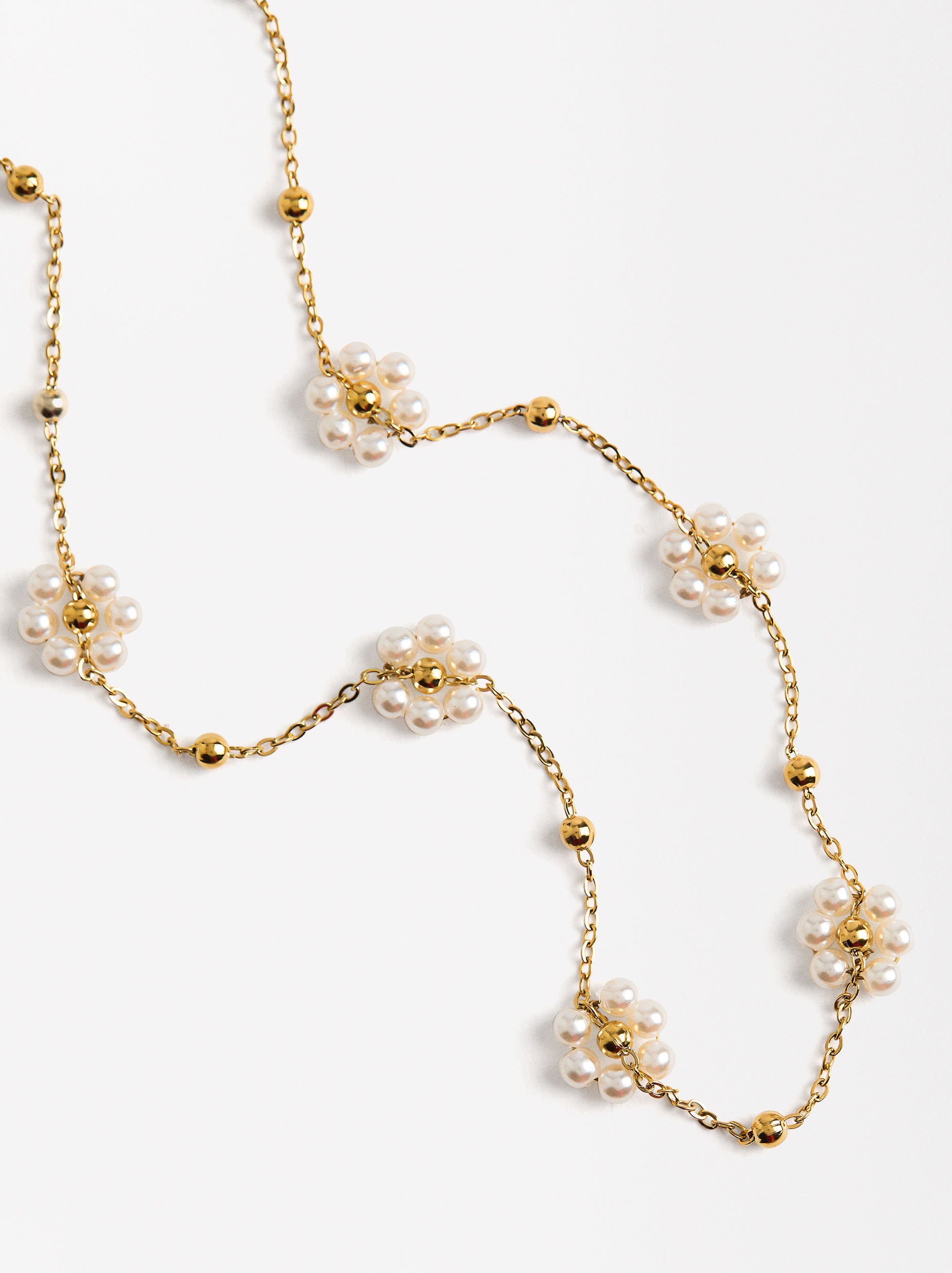 Necklace crystal flowers - stainless steel image number 0.0
