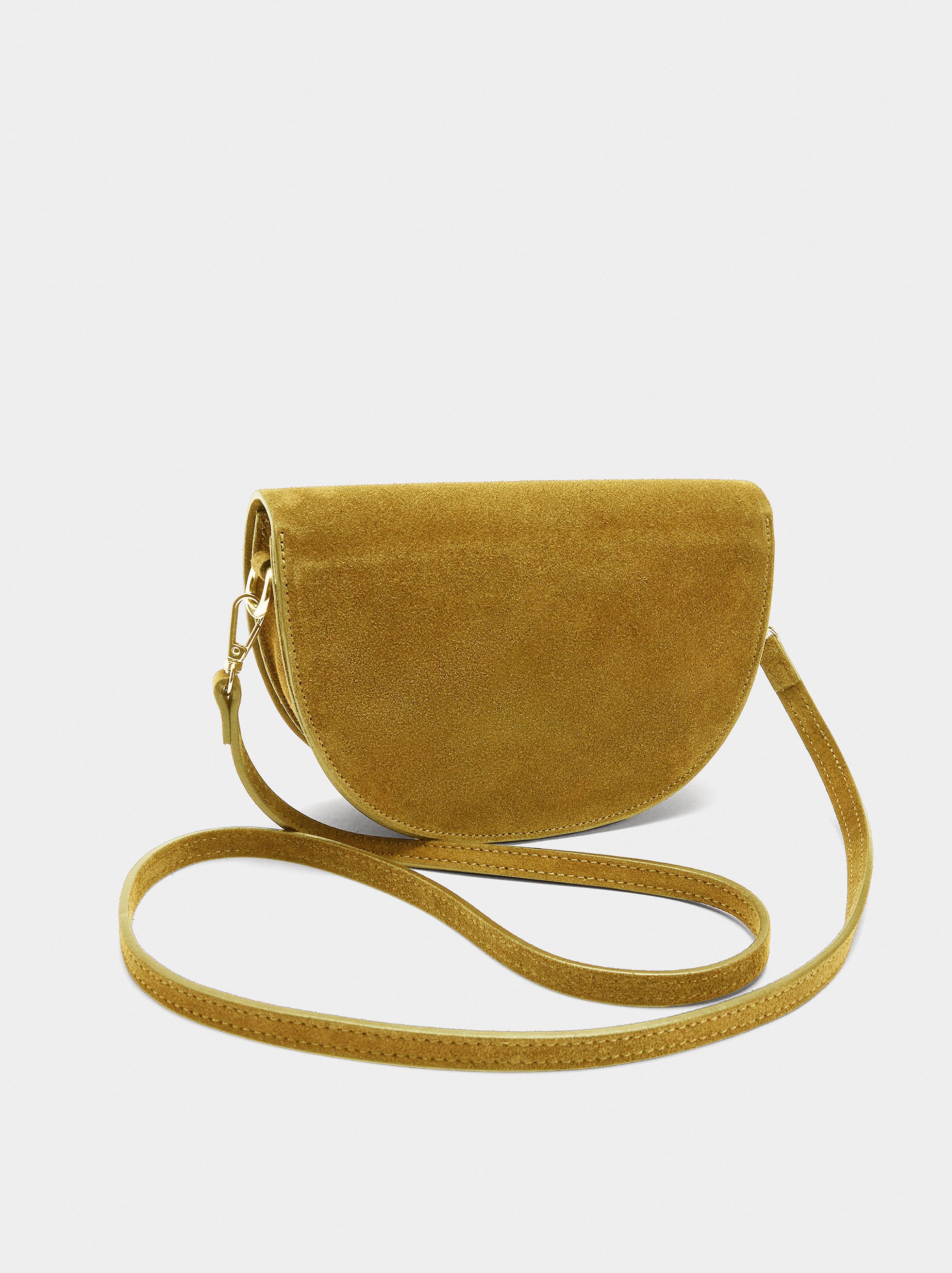 Suede crossbody bag with flap image number 2.0
