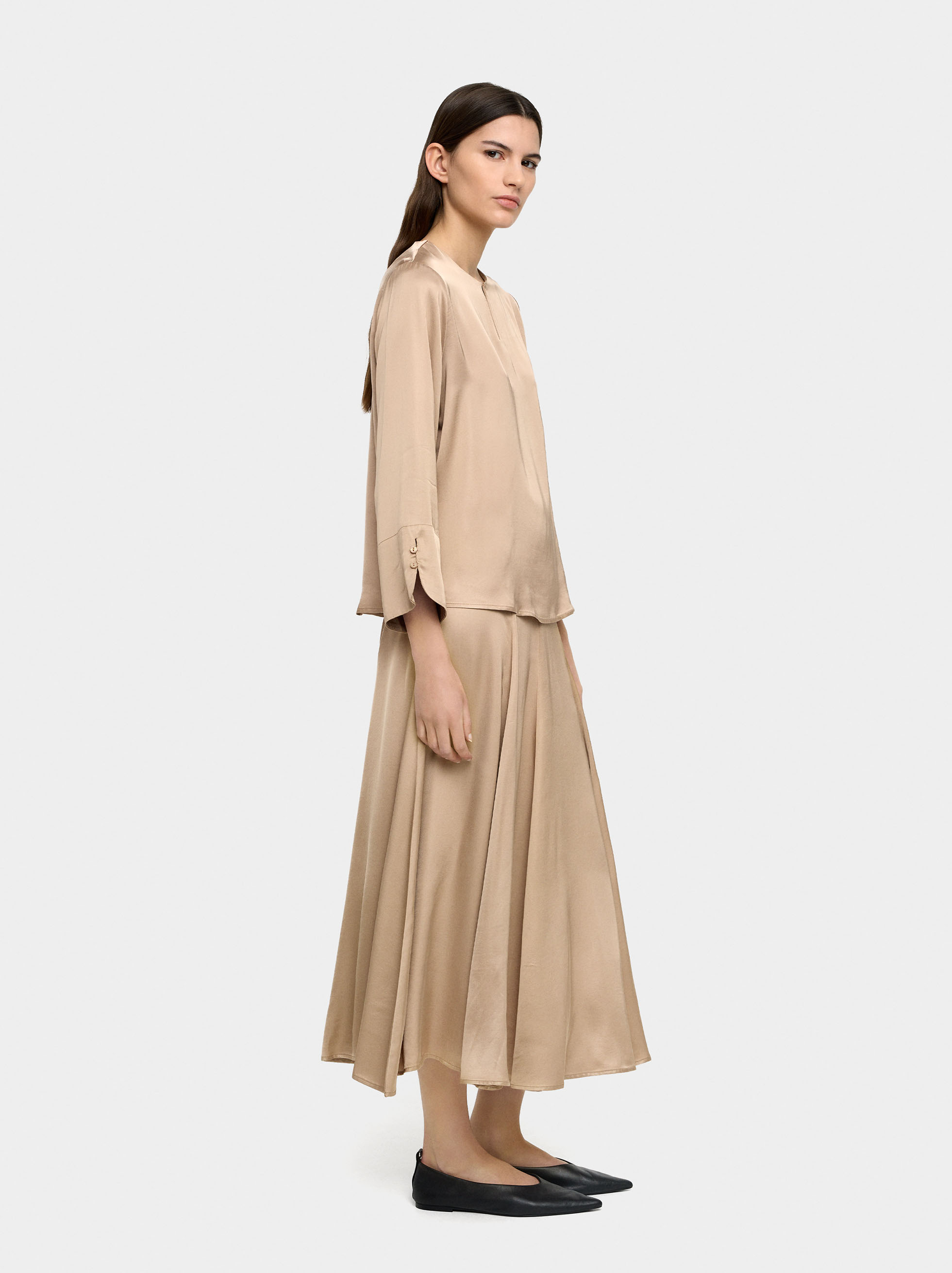 Satin-finish flowing blouse image number 1.0