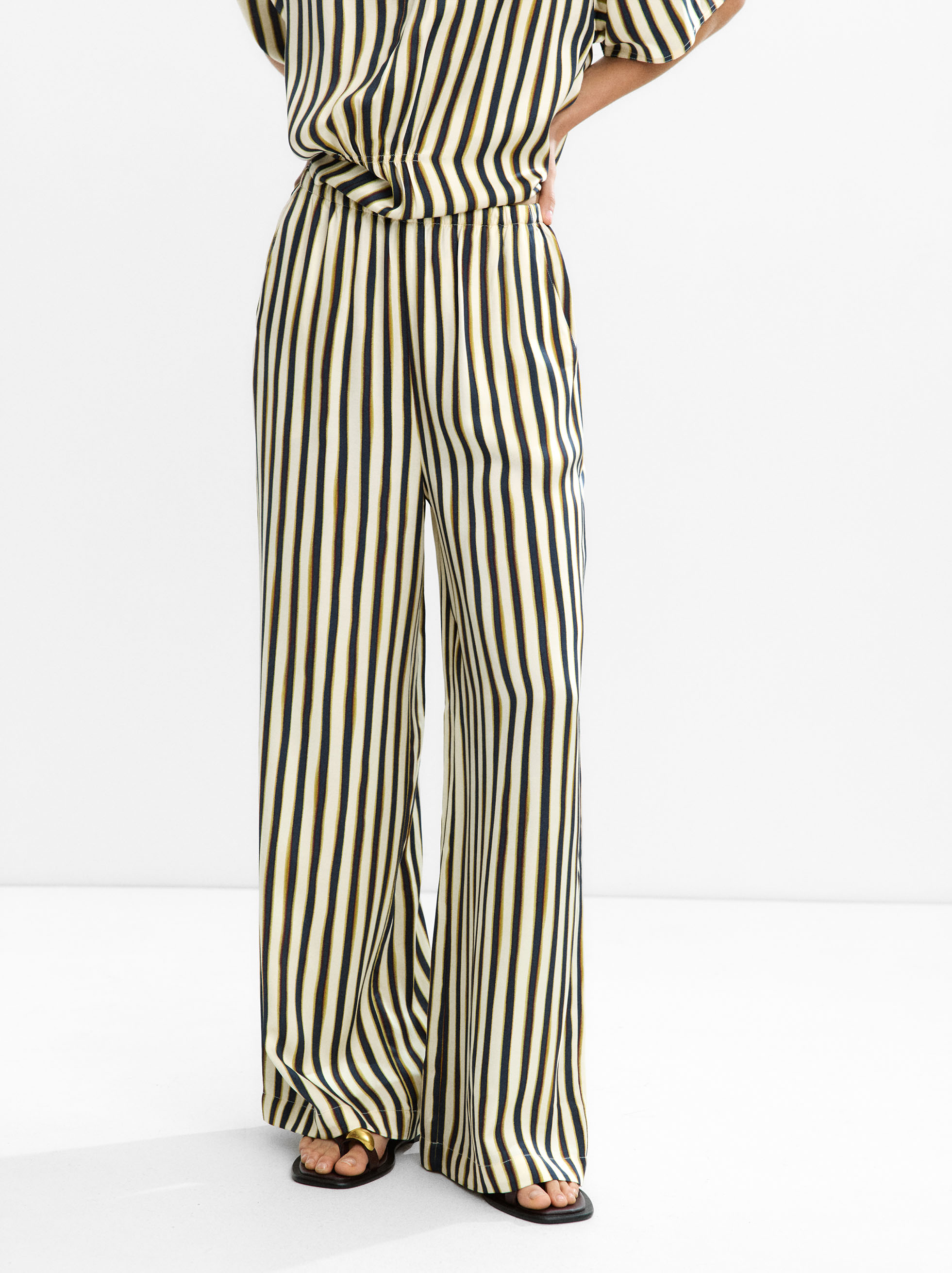 Striped trousers with elastic waistband image number 1.0