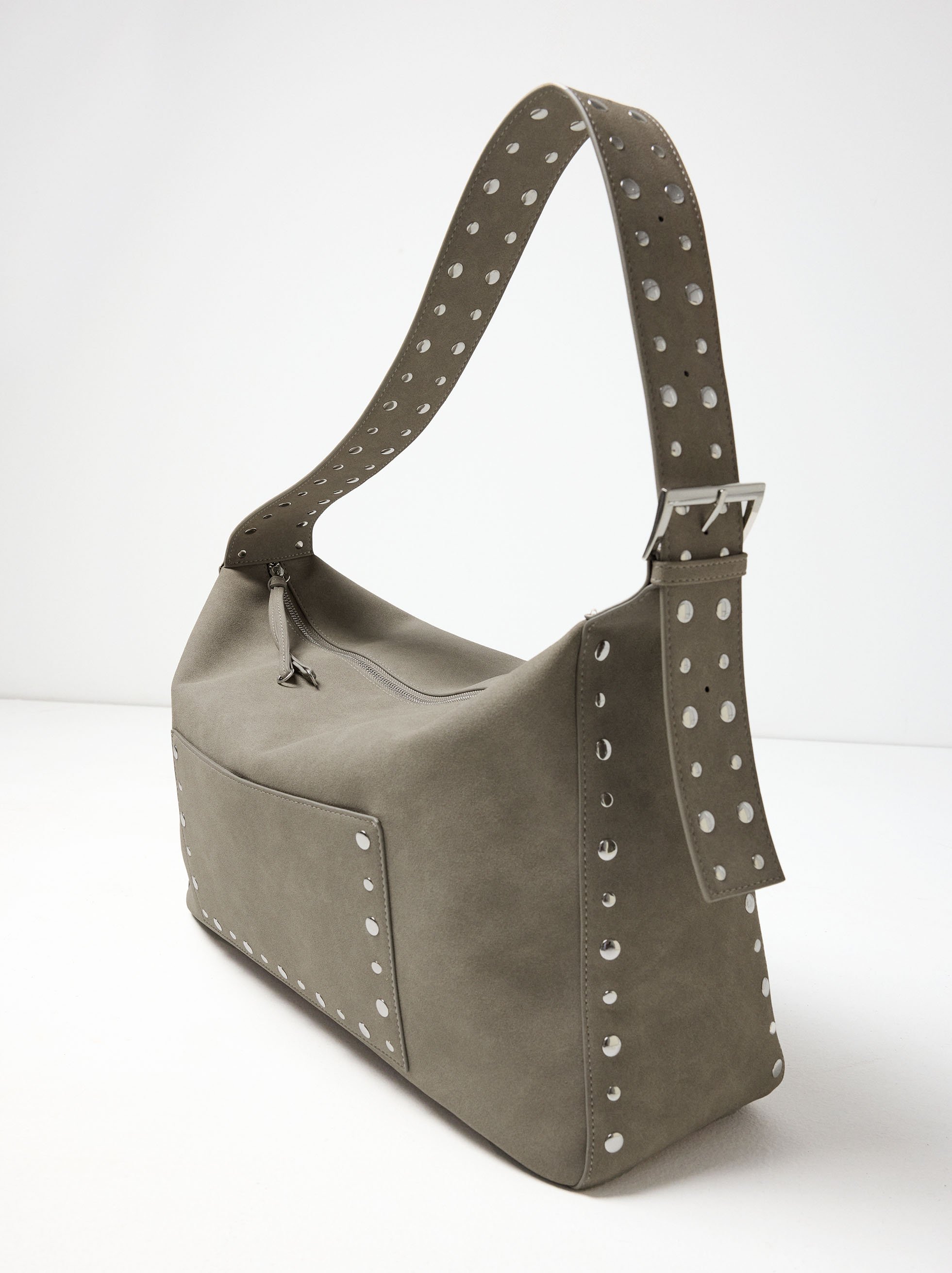 Leather-effect handbag with studs image number 0.0