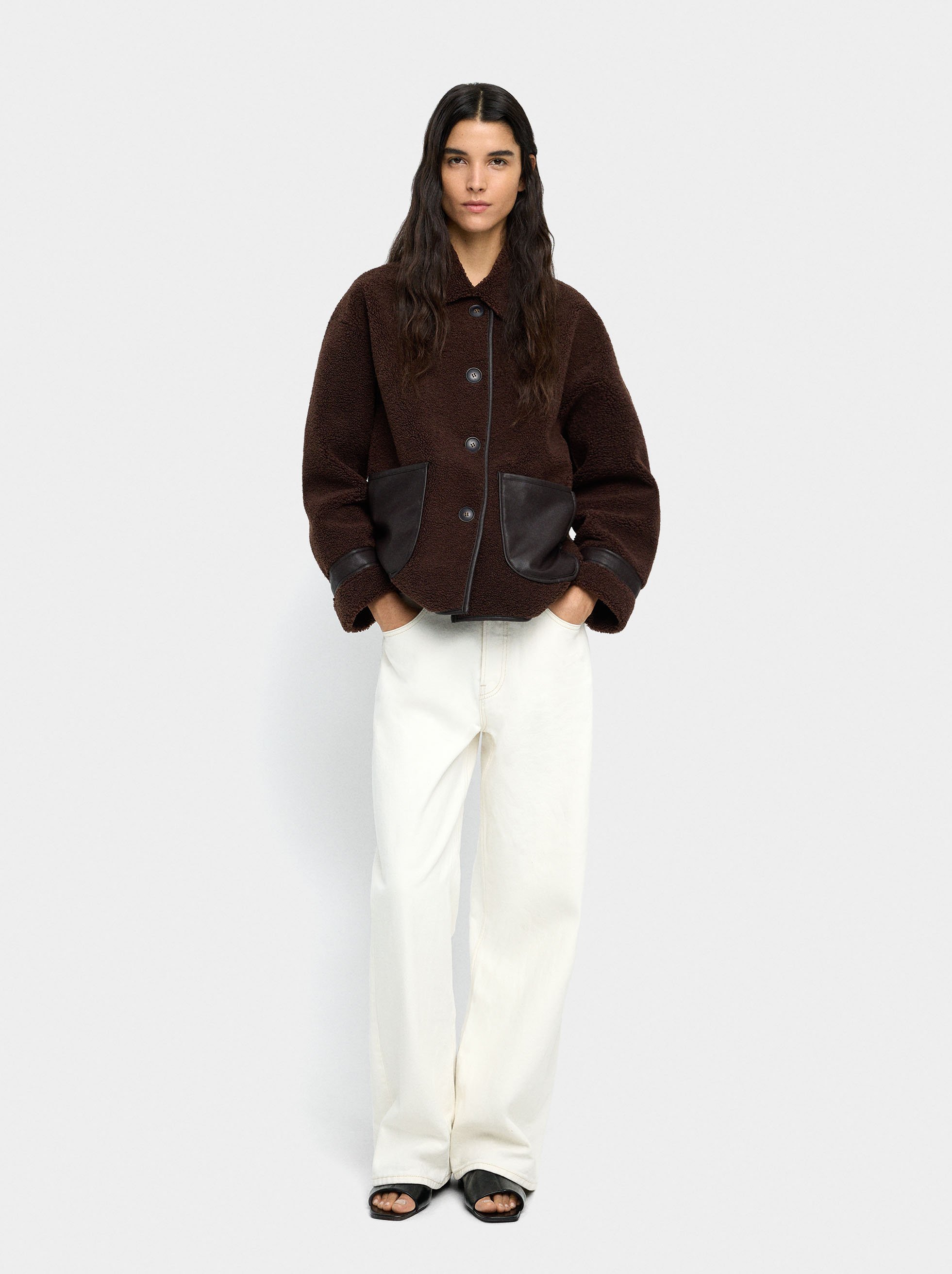 Jacket with sherpa effect and texture contrast image number 0.0