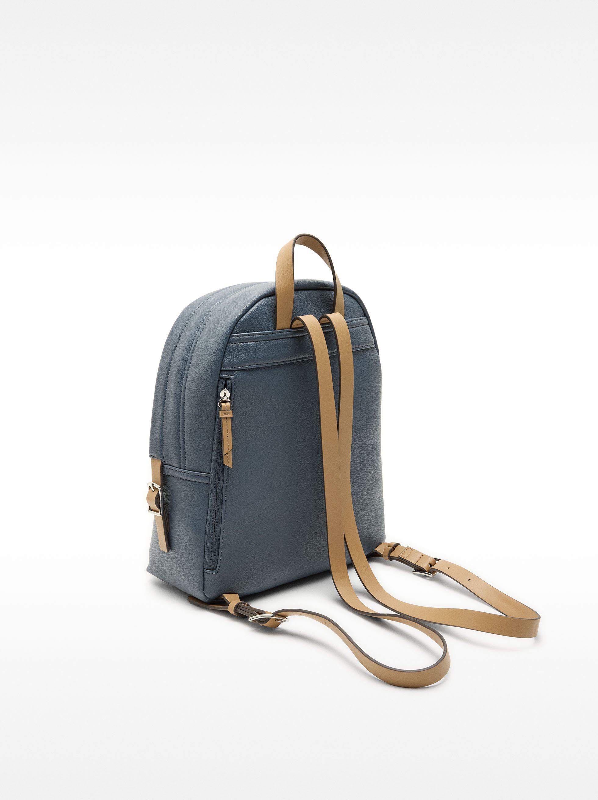Textured backpack with pendant, Navy, hi-res
