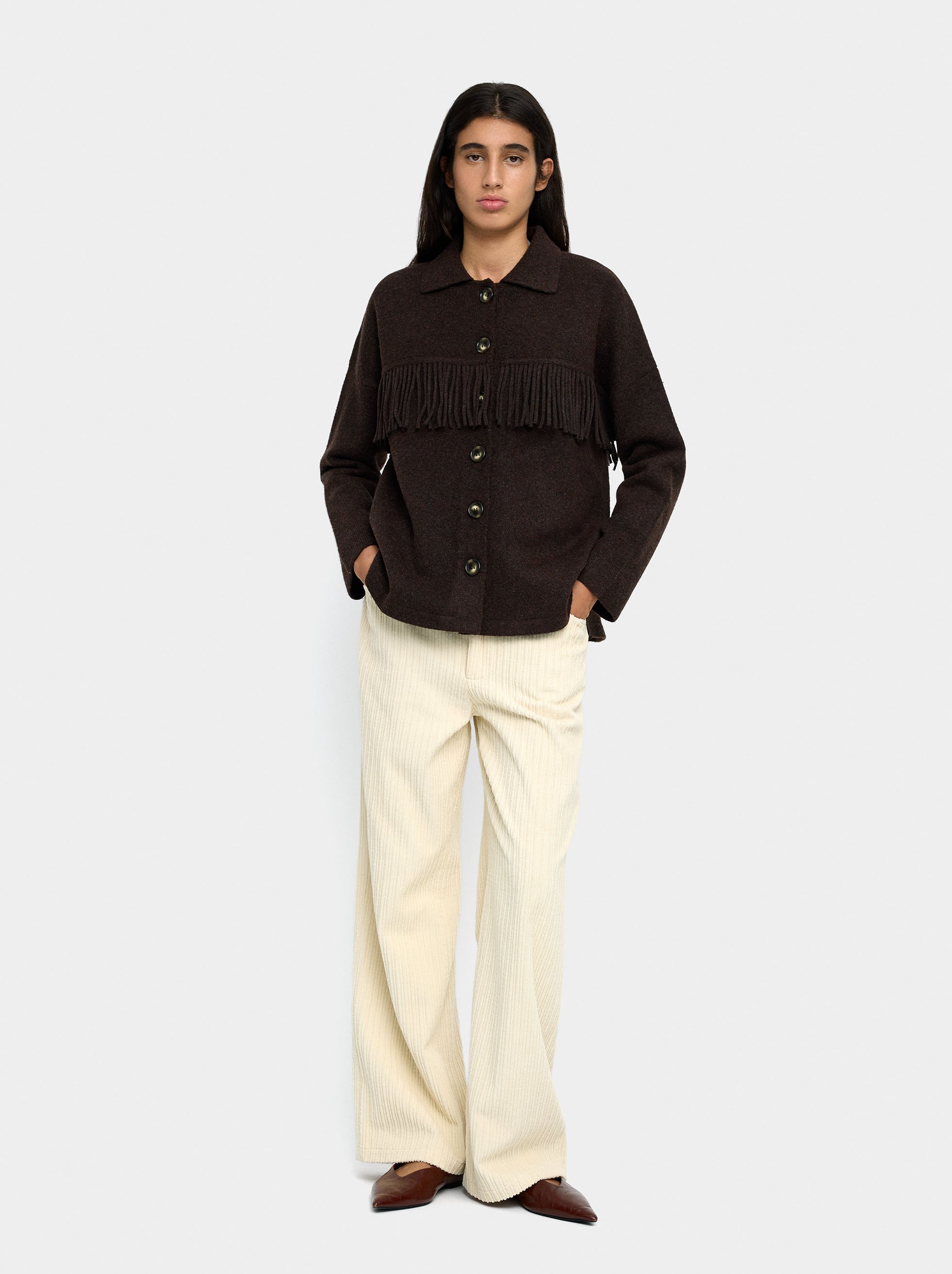 Knit cardigan with fringes image number 2.0