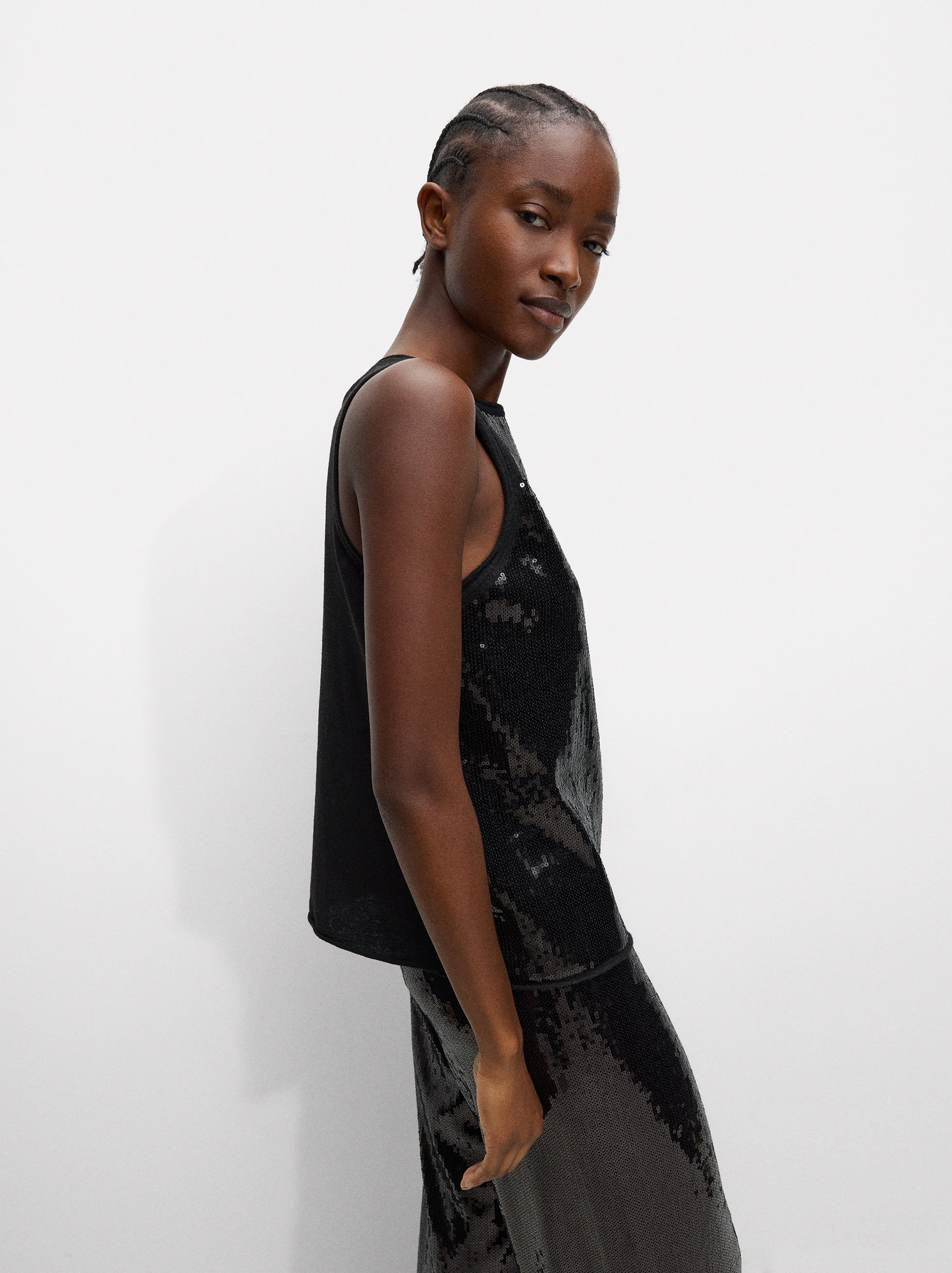Knit top with sequins image number 2.0