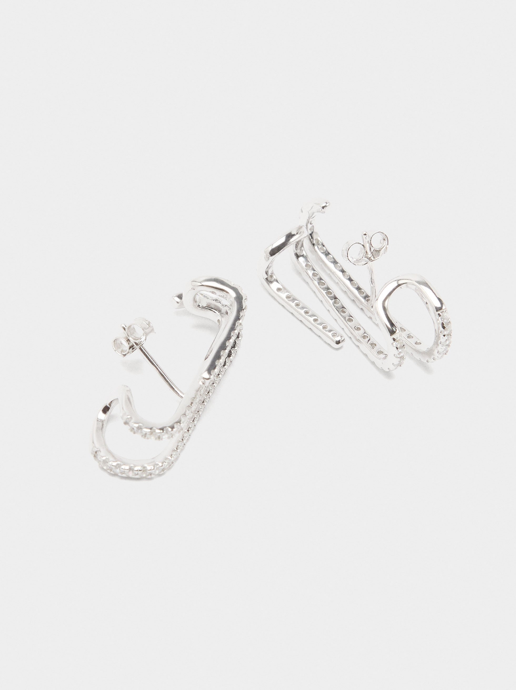 Triple effect earrings with cubic zirconia - 925 sterling silver image number 3.0