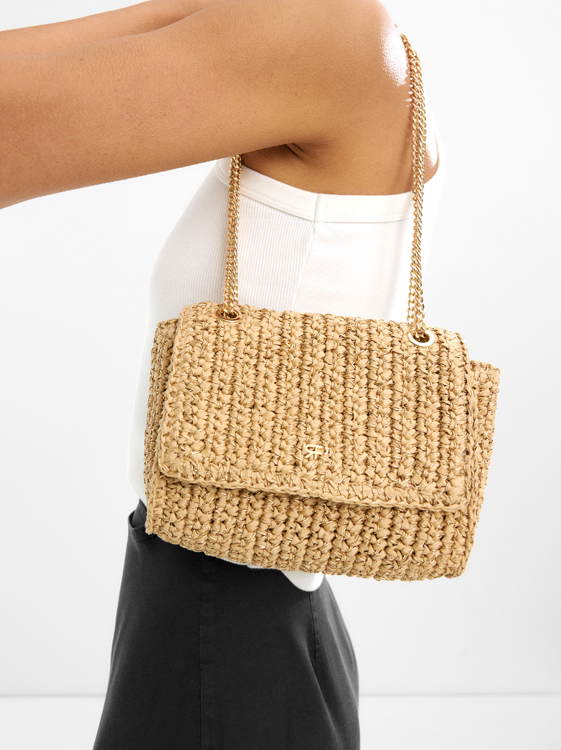 Bolso hombro efecto rafia image number 1.0