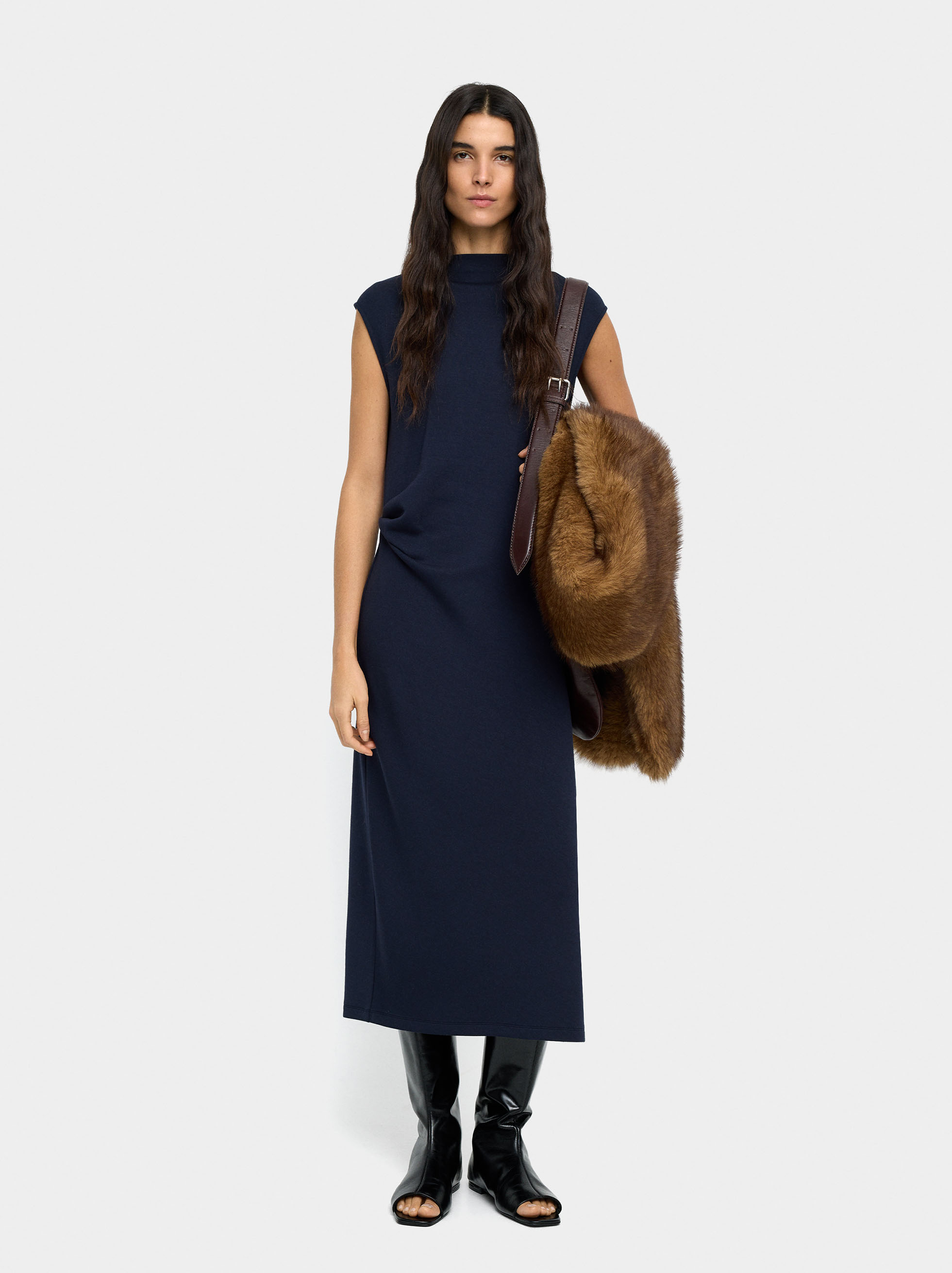 Midi dress with draped image number 0.0