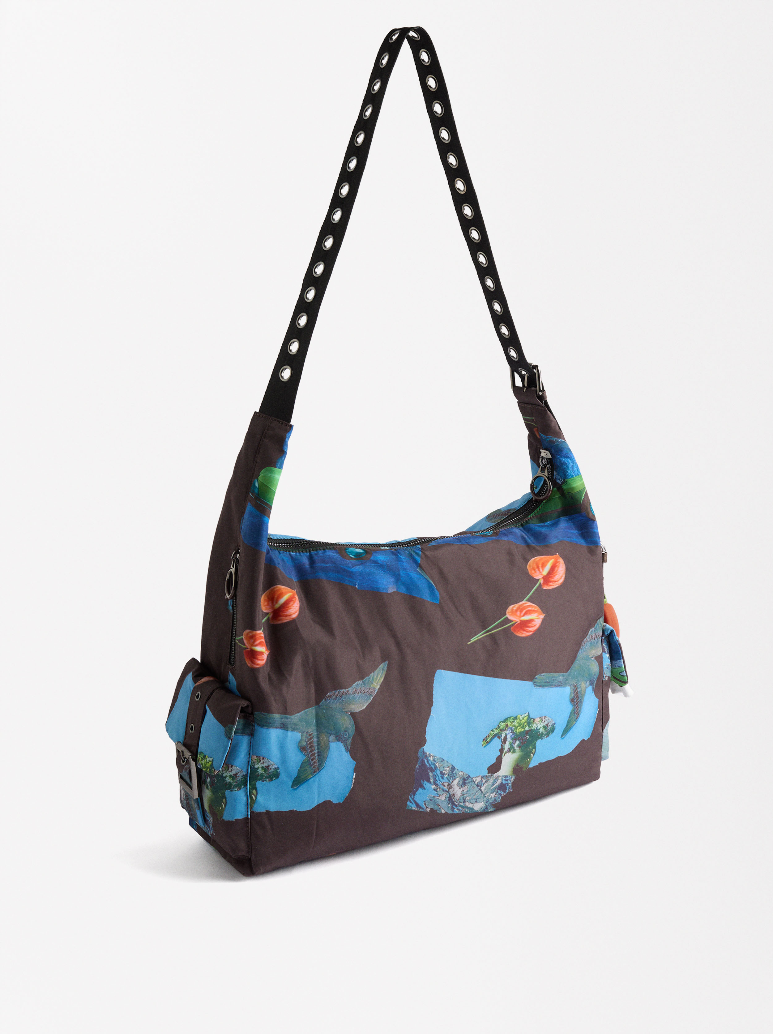 Printed nylon shoulder bag image number 2.0