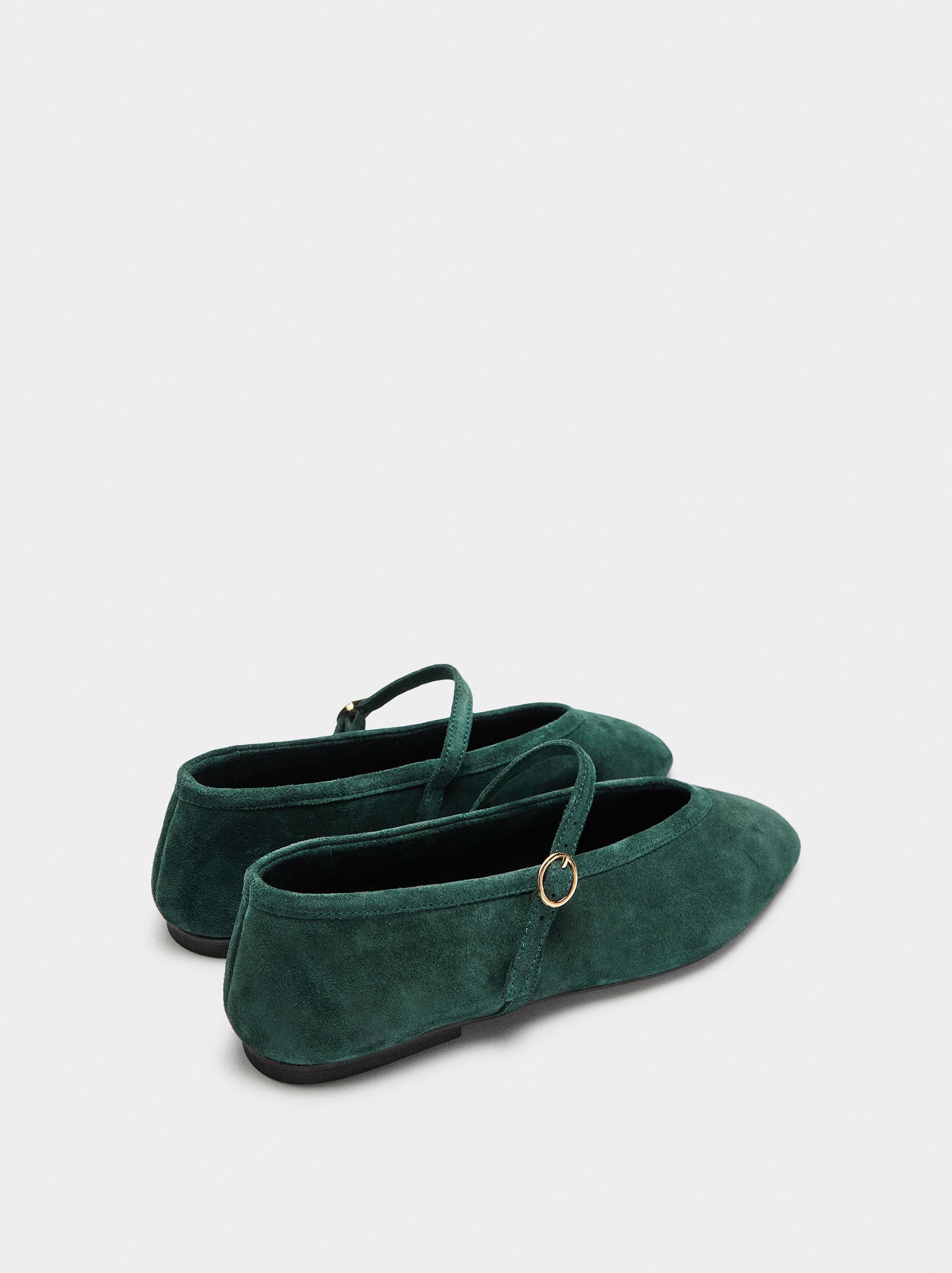 Leather ballet flats with strap and buckle image number 3.0
