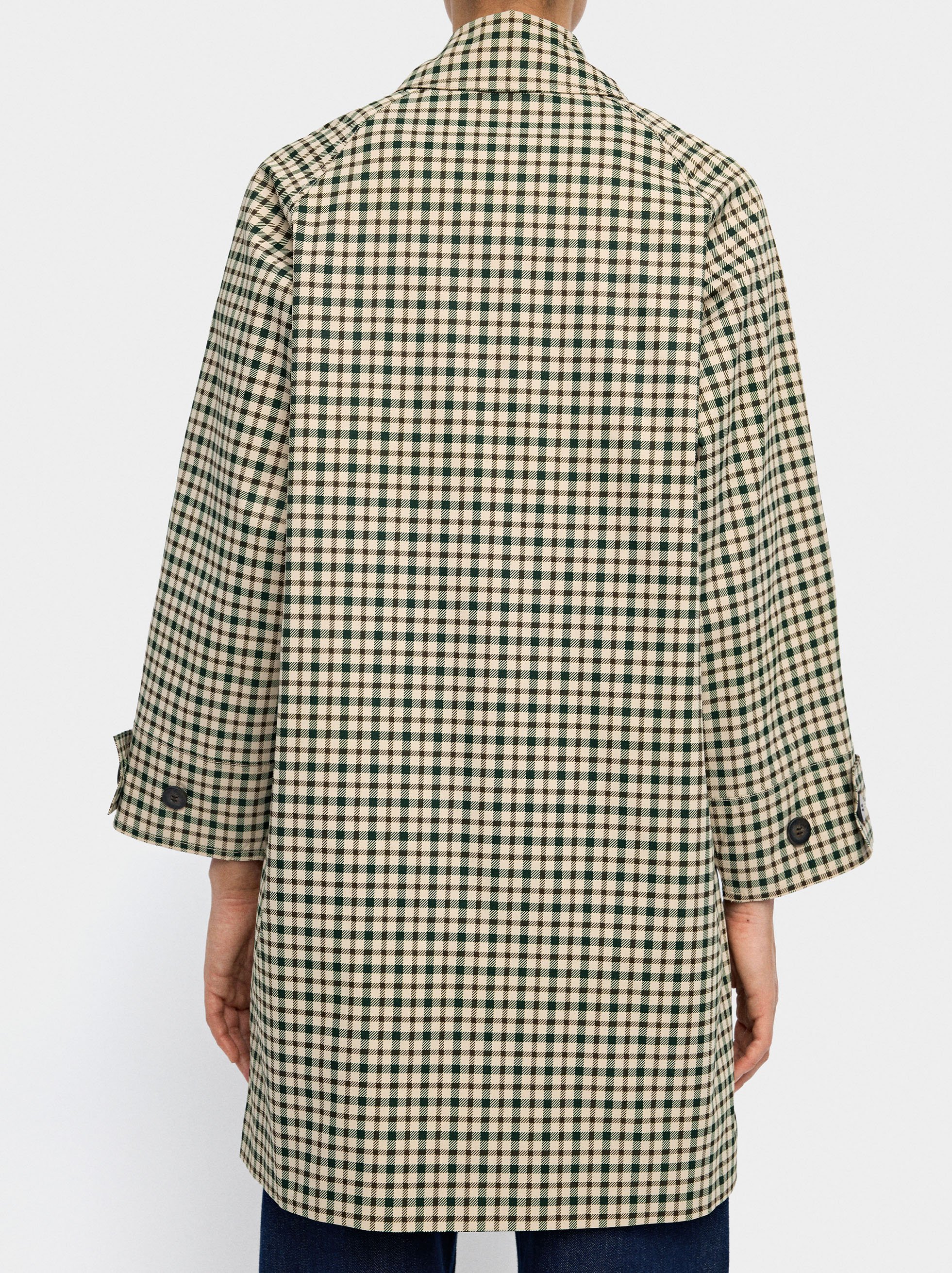 Parka with printed check pattern image number 3.0