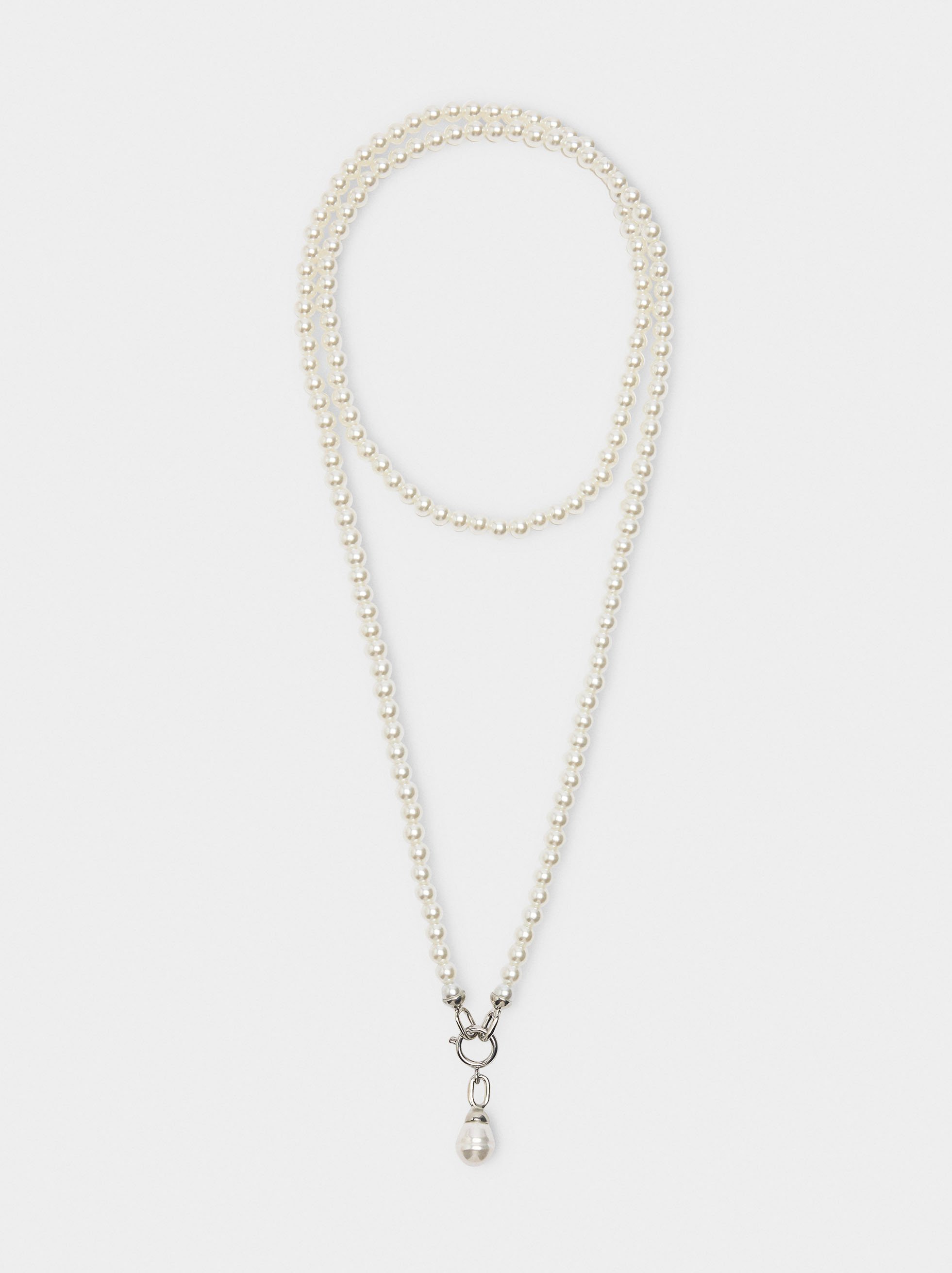Double-strand pearl necklace with pendant image number 0.0