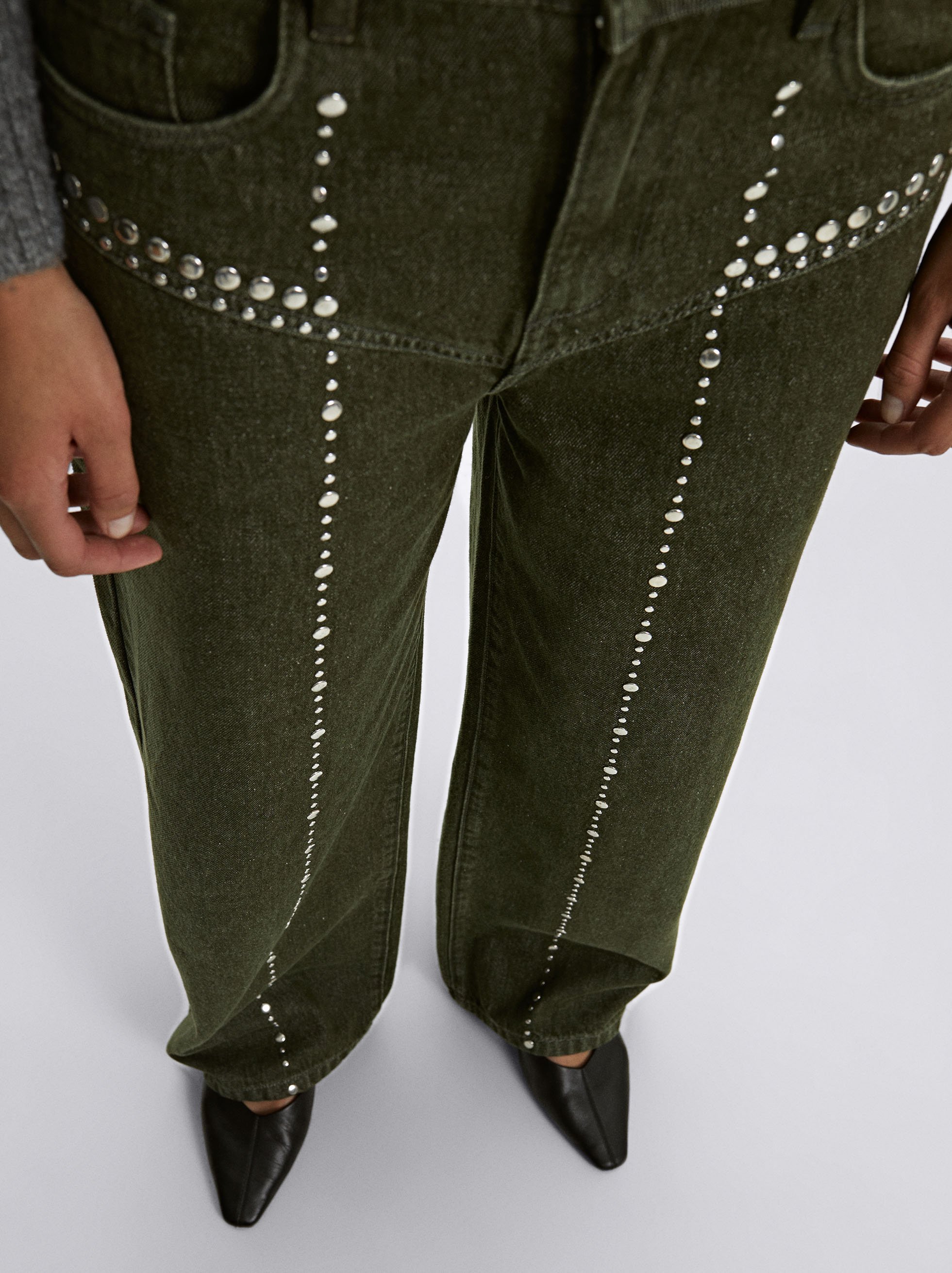 Pantaloni In Cotone Con Borchie image number 3.0