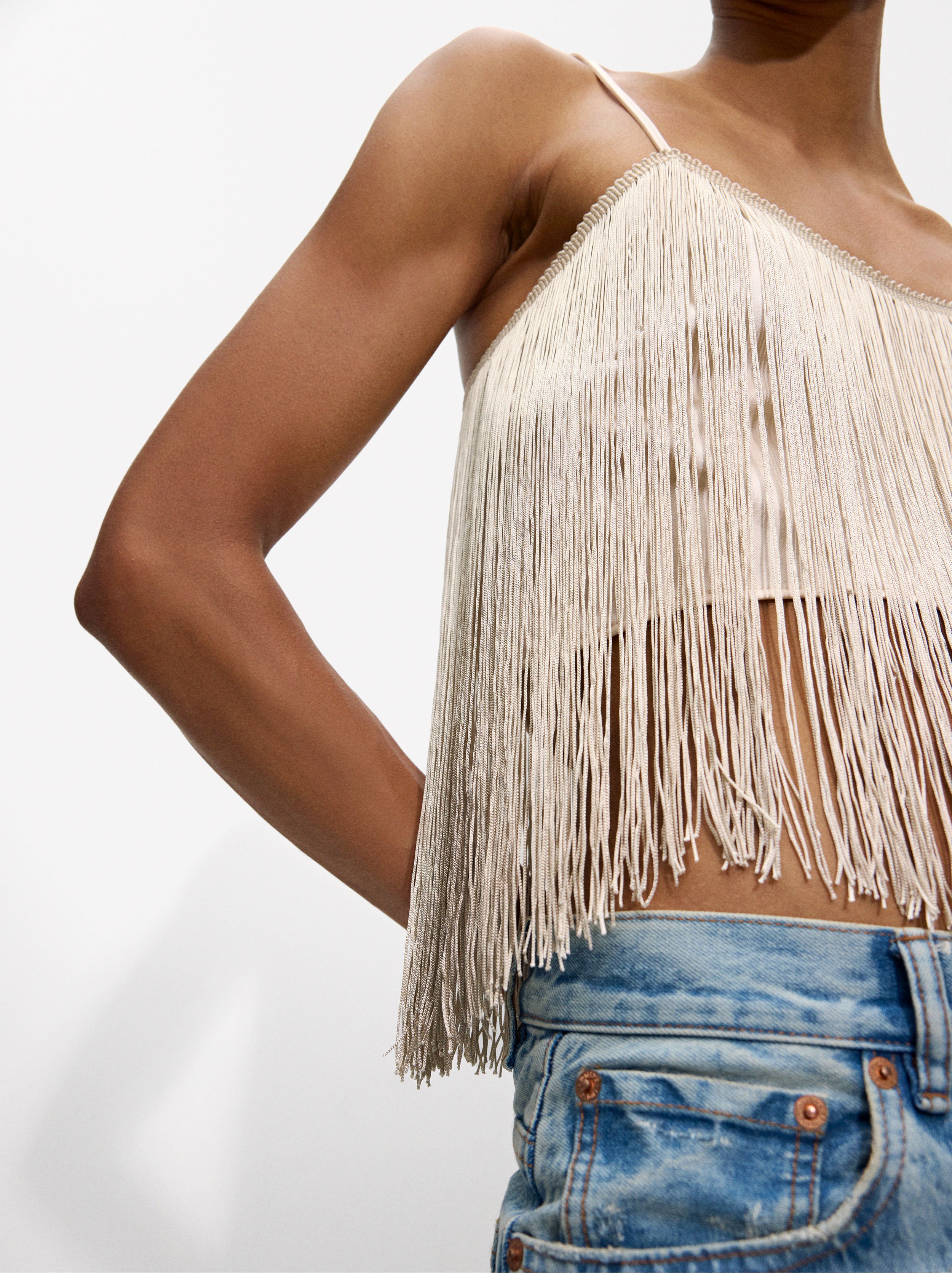 Short top with fringes image number 0.0