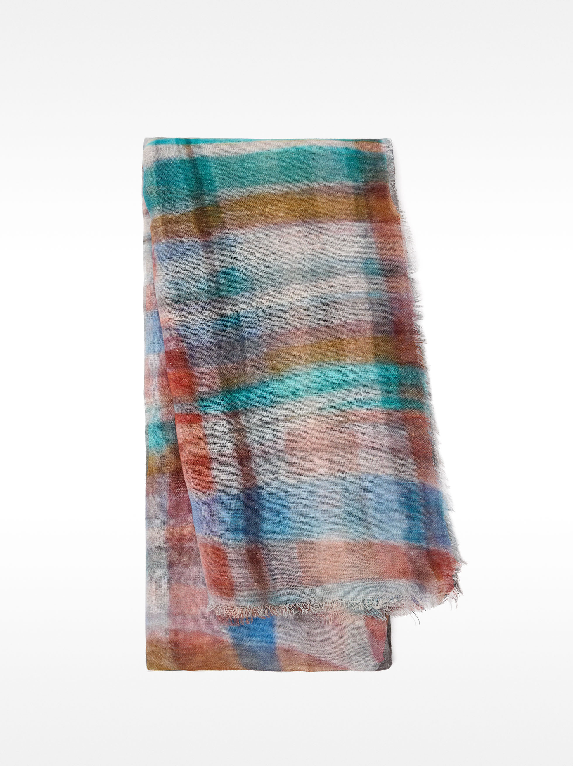 Printed scarf with a linen and cotton blend image number 0.0