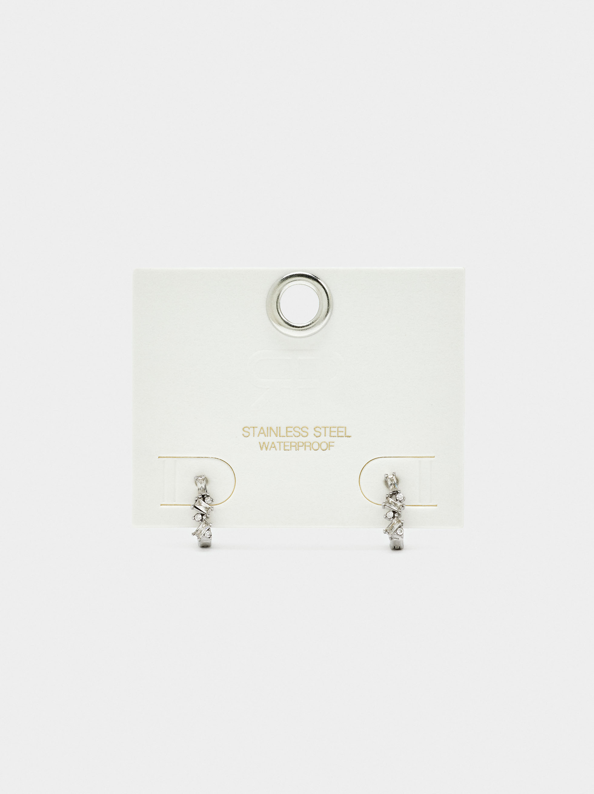 Hoop earrings with crystals - stainless steel image number 2.0