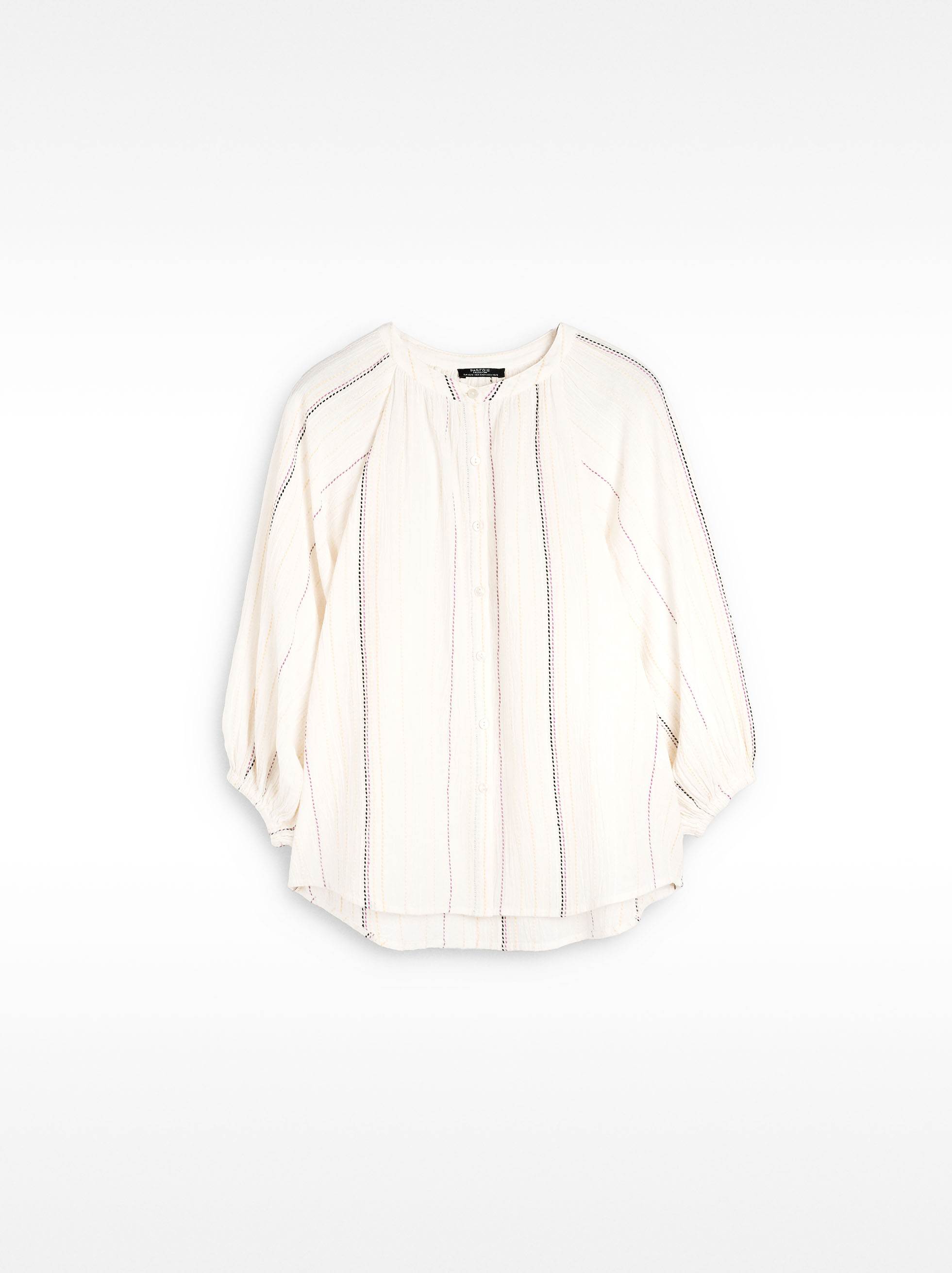 Camicia con cuciture multicolore 100% cotone image number 5.0