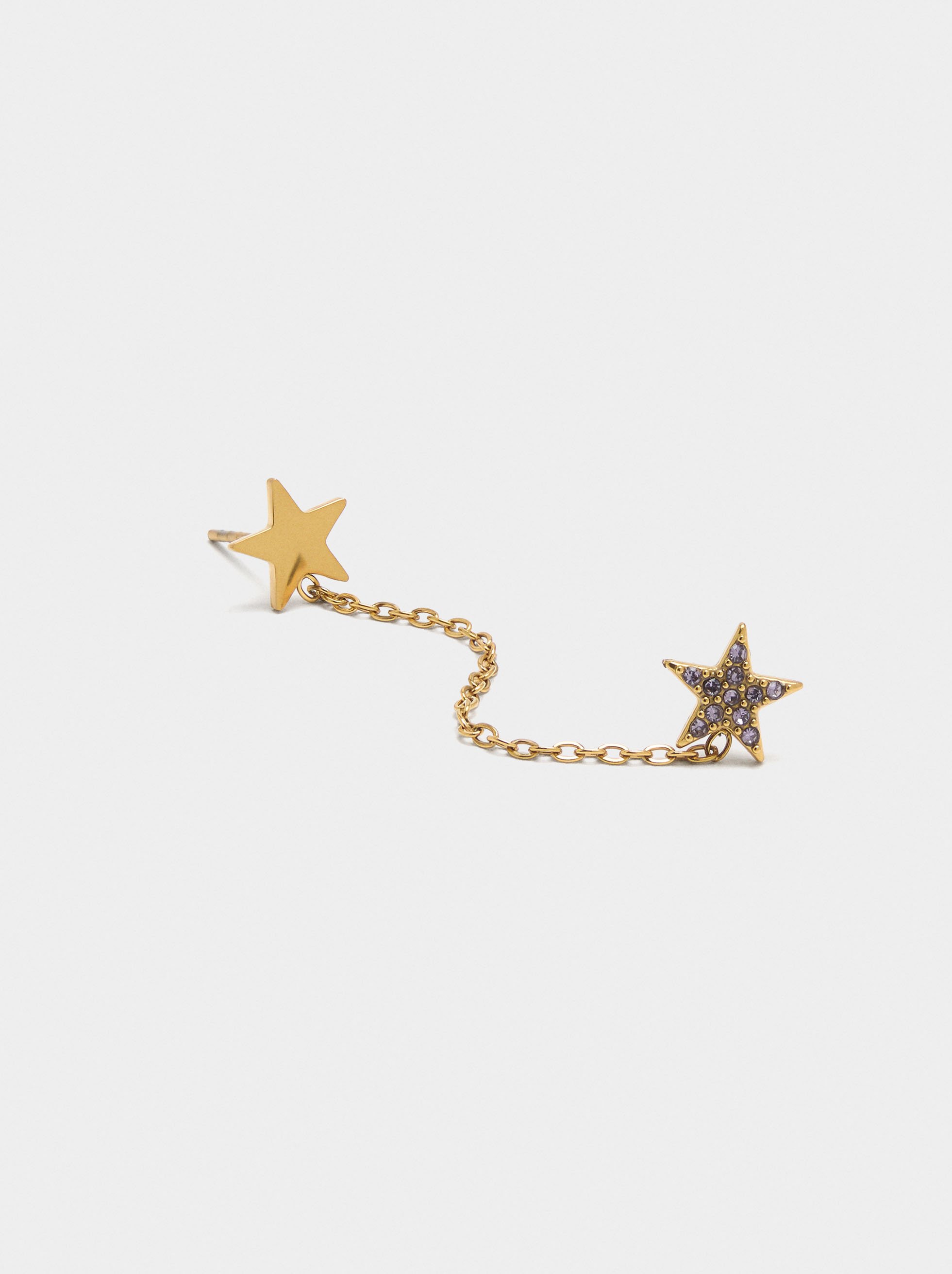 Individual star earring with chain - stainless steel image number 1.0