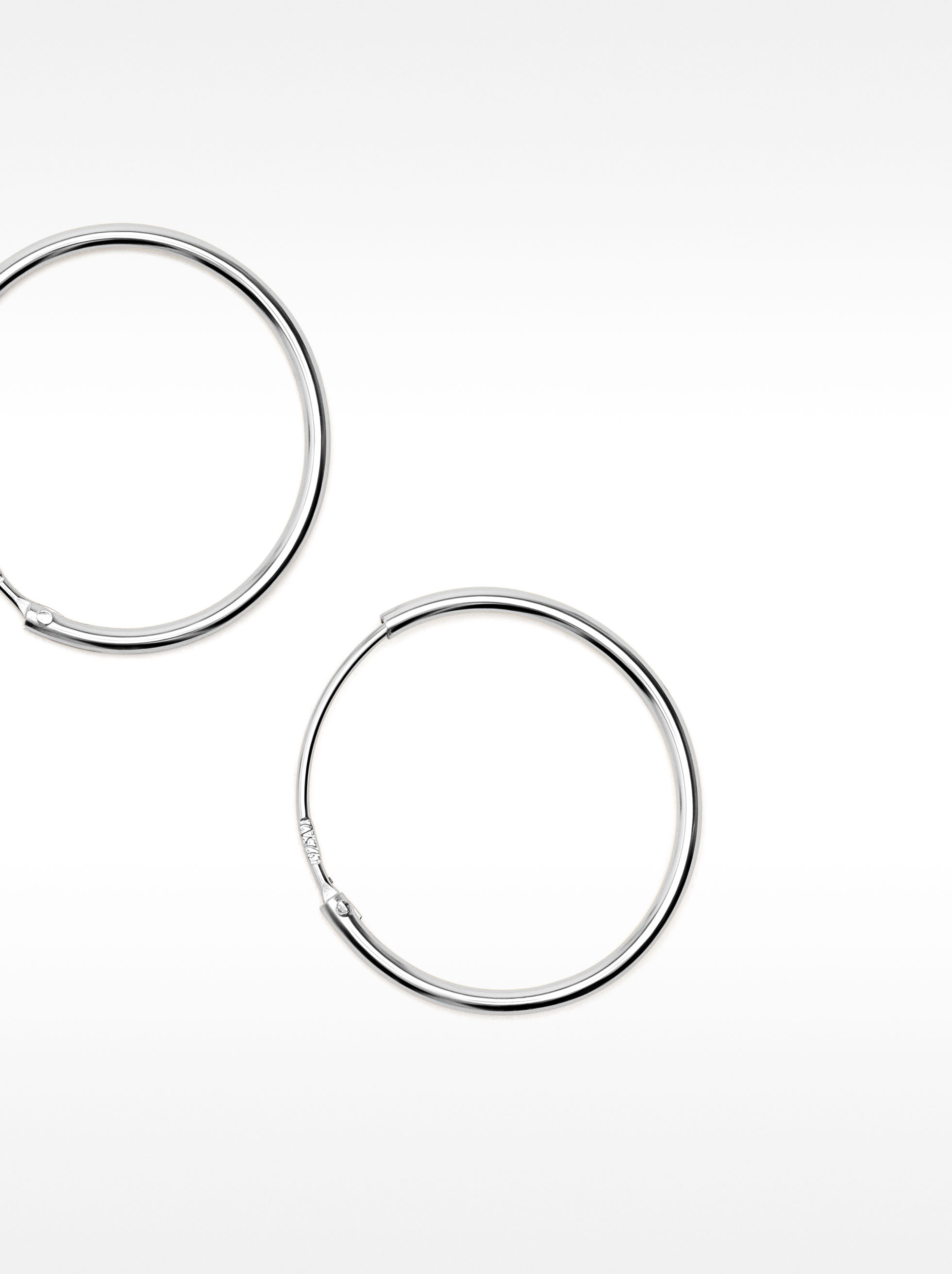 Créoles courtes en argent 925, Argent, hi-res