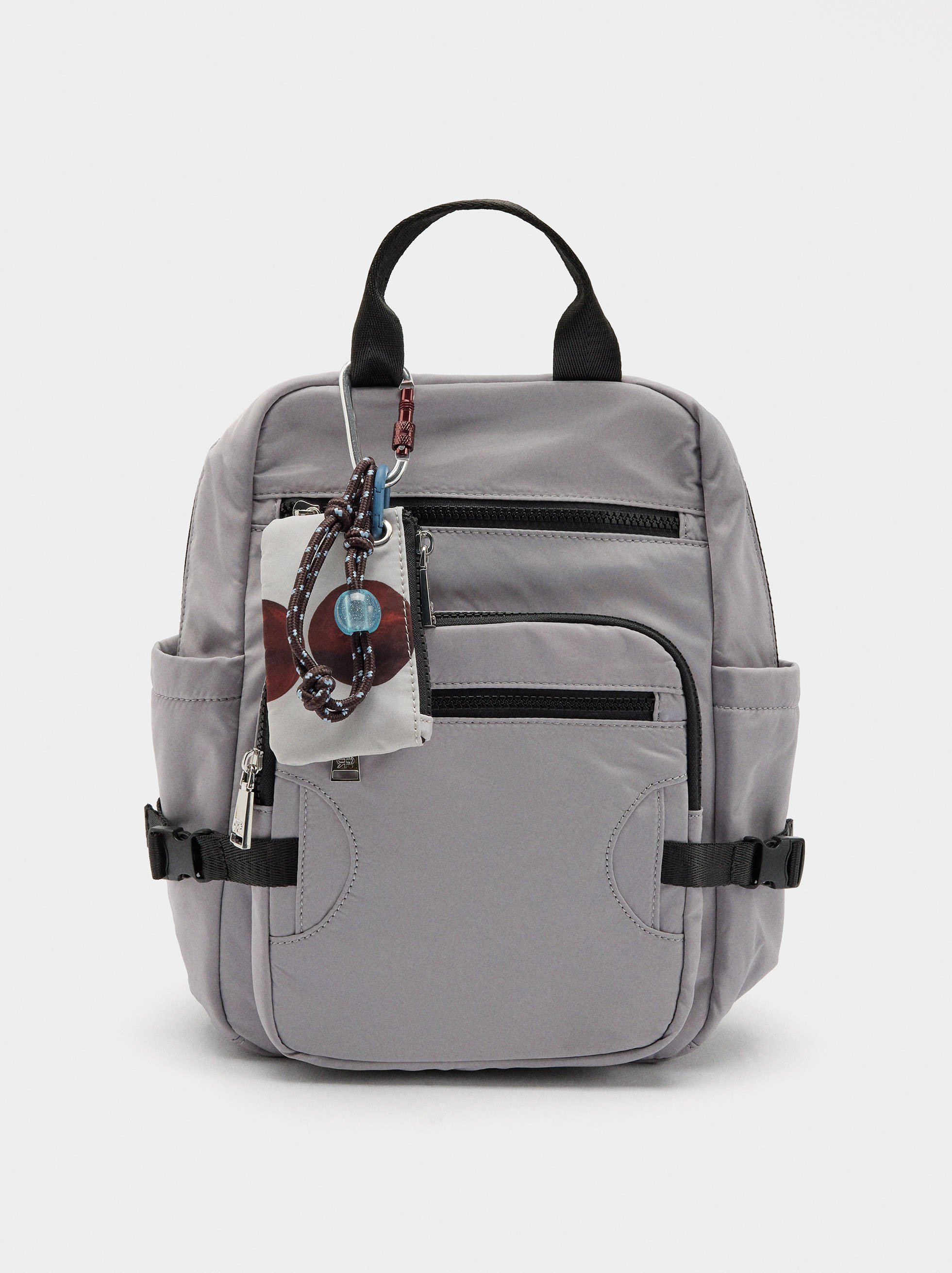 Nylon backpack with pendant image number 0.0