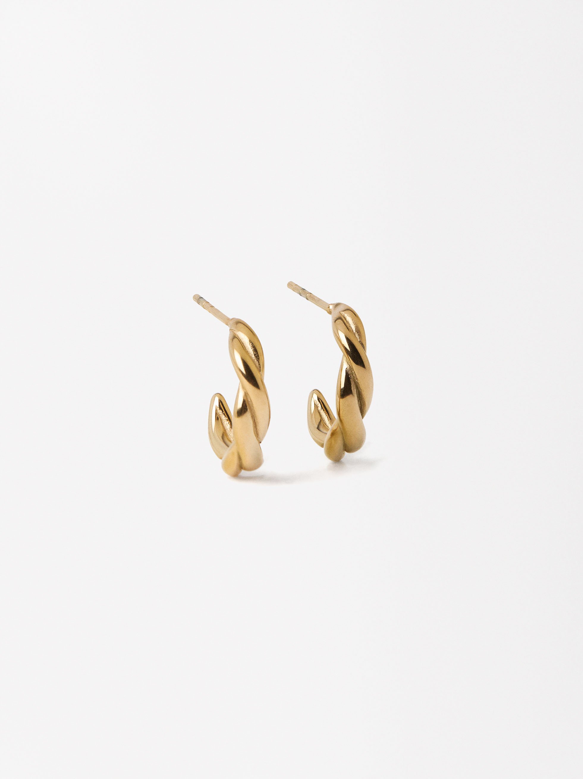 Golden hoop earrings - Stainless steel  image number 0.0