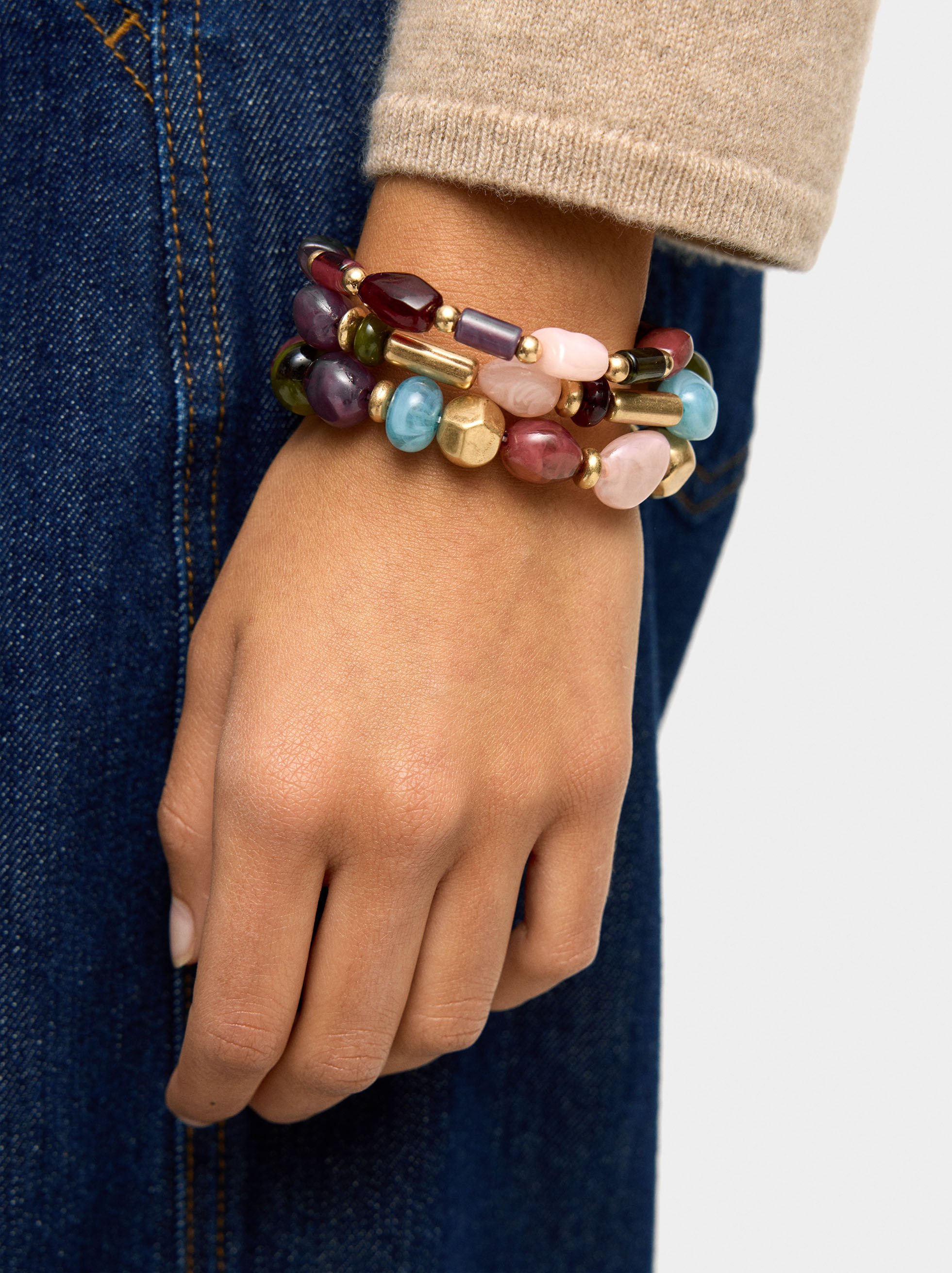 Set de bracelets élastiques en effet pierre image number 1.0