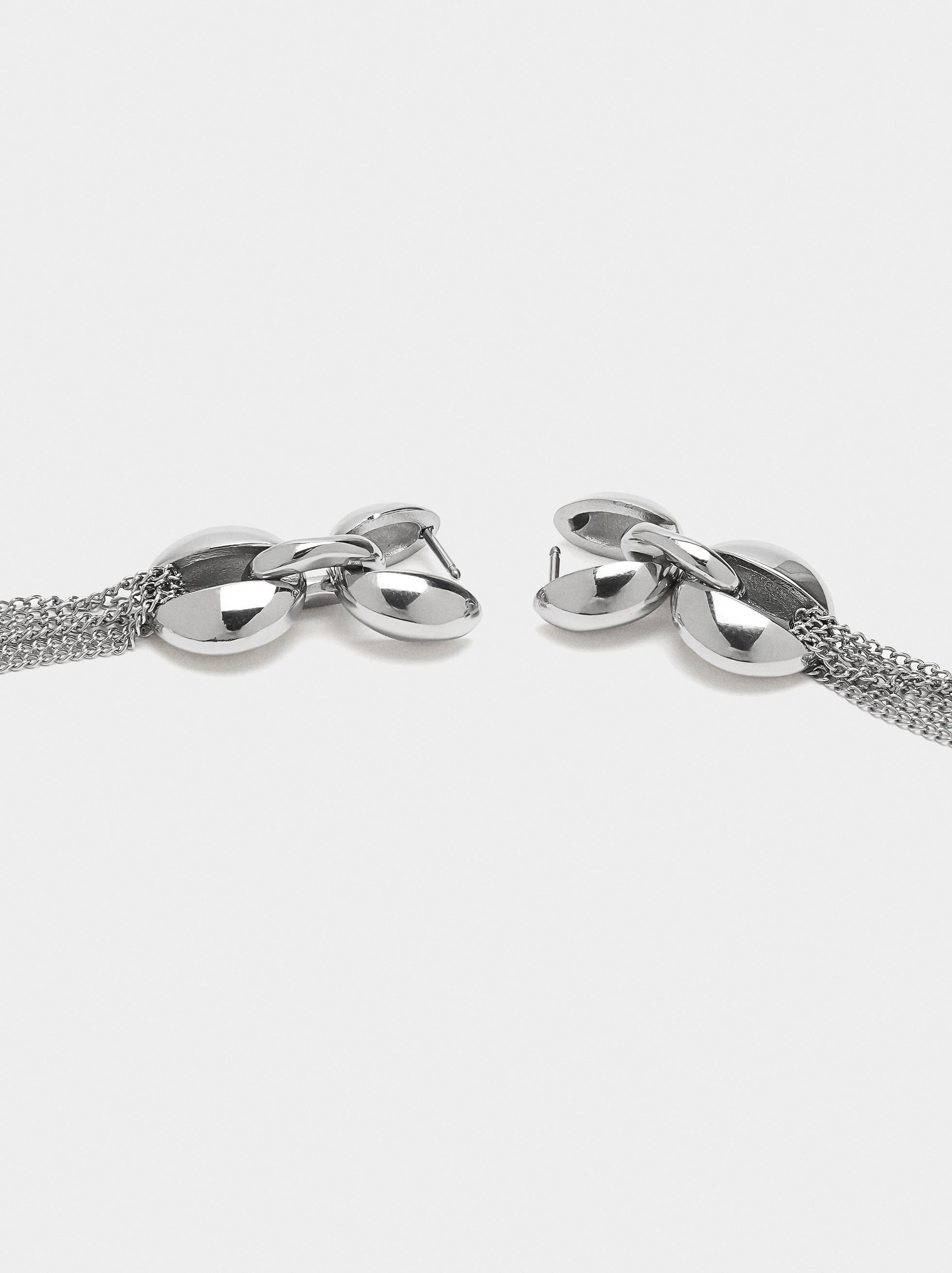 Long earrings with chains - stainless steel image number 2.0