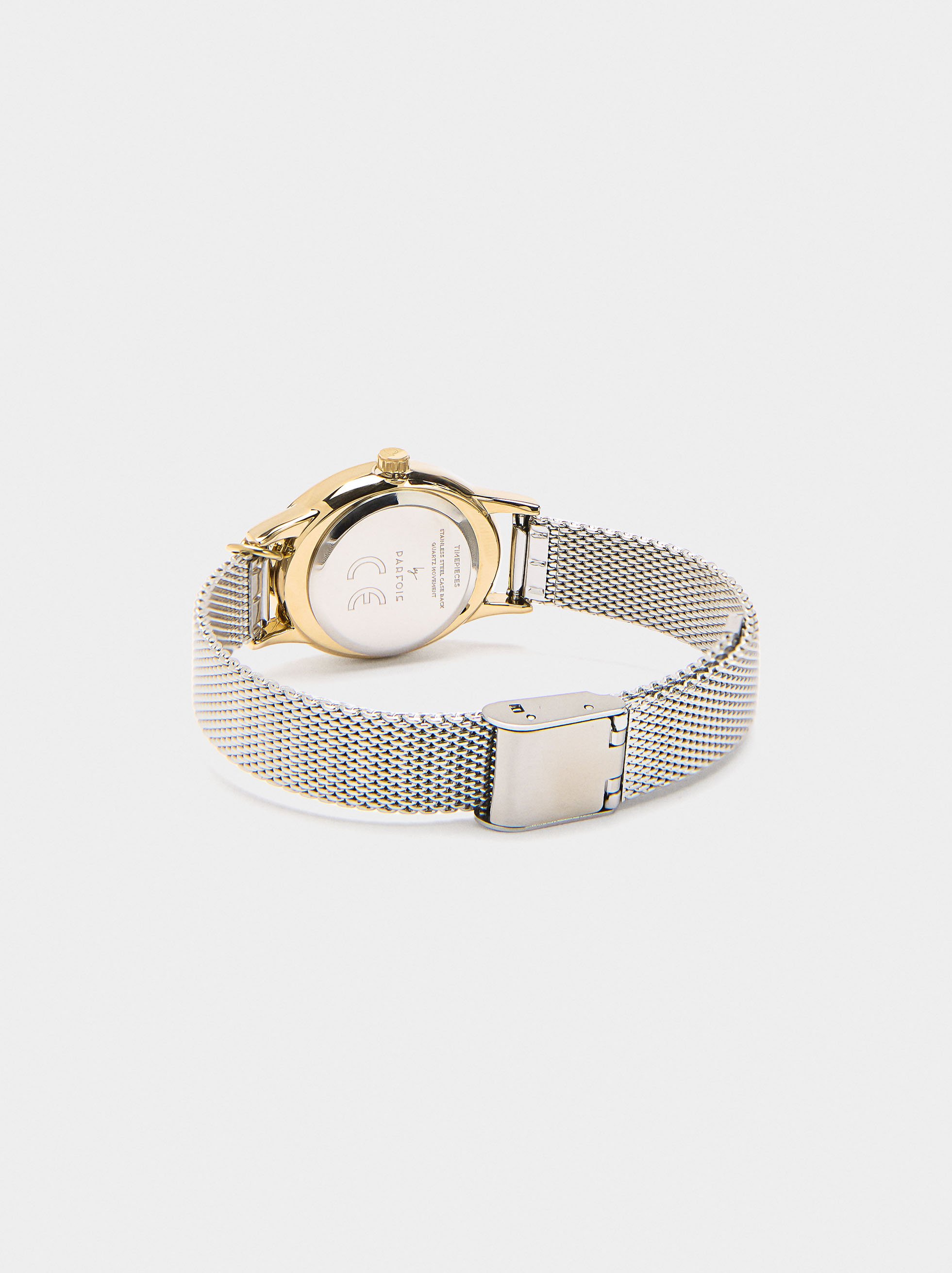 Watch with metal mesh bracelet with charm image number 2.0