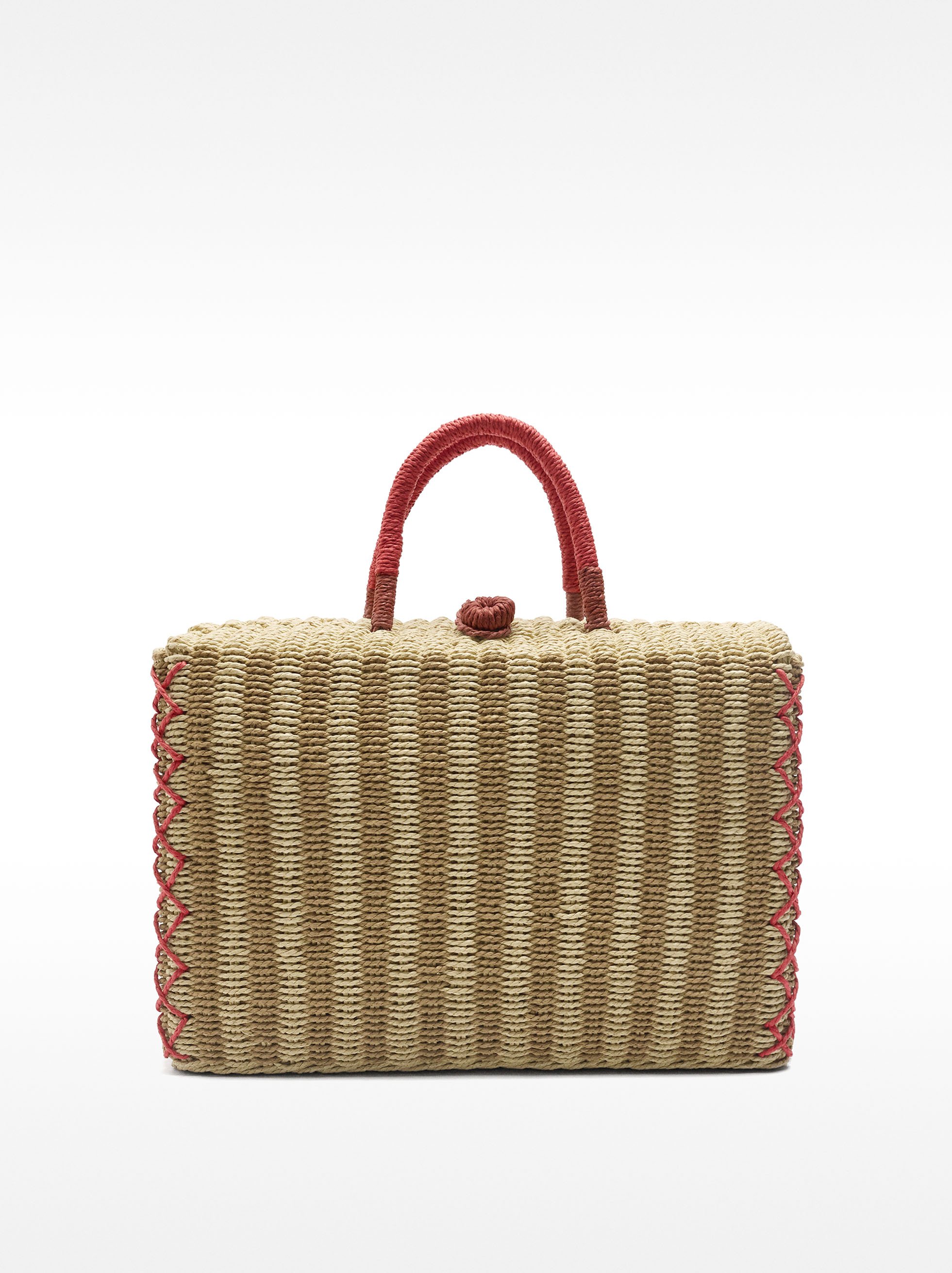 Borsa tote rettangolare effetto paglia image number 0.0