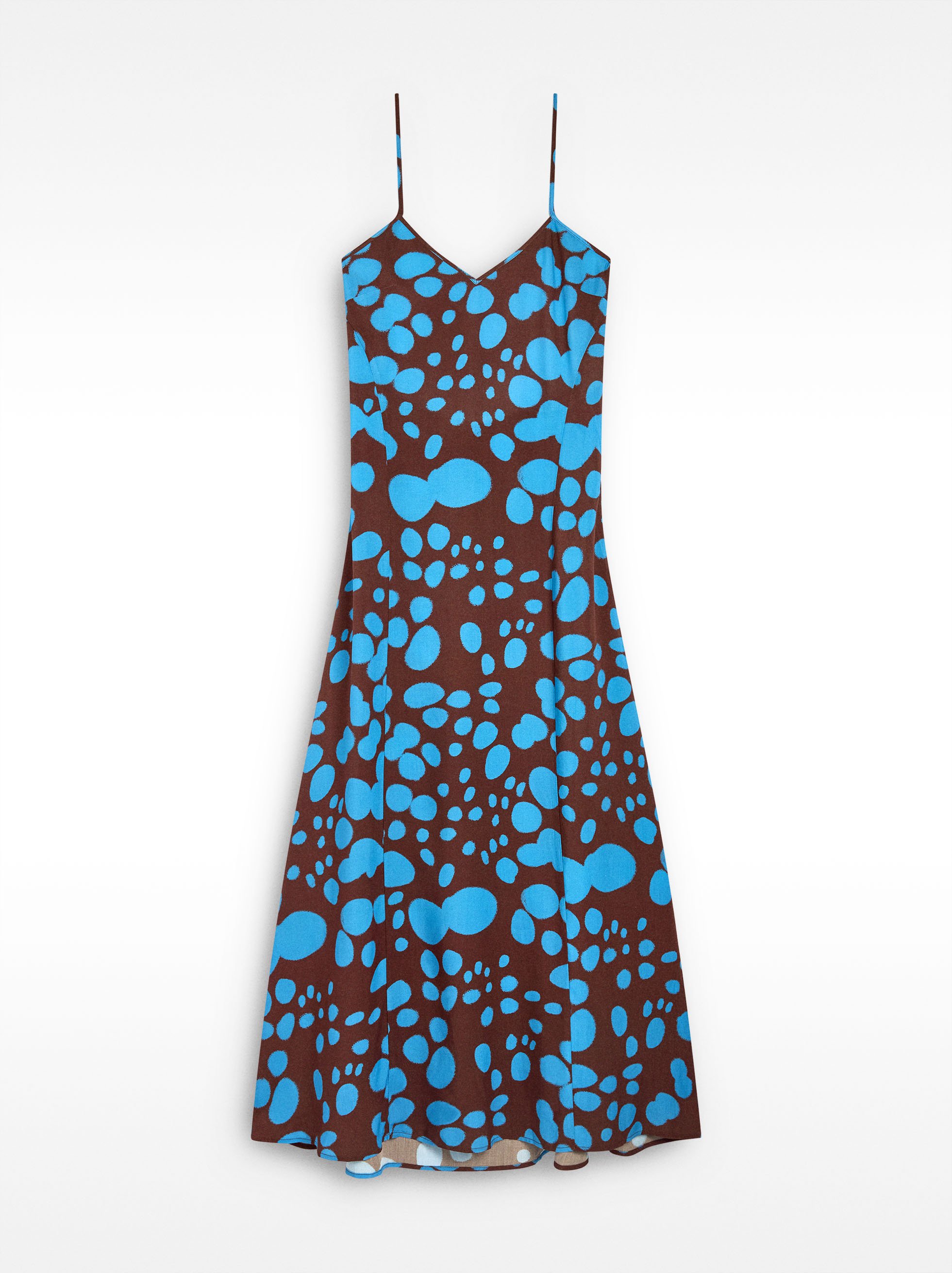 Long printed dress with straps image number 4.0