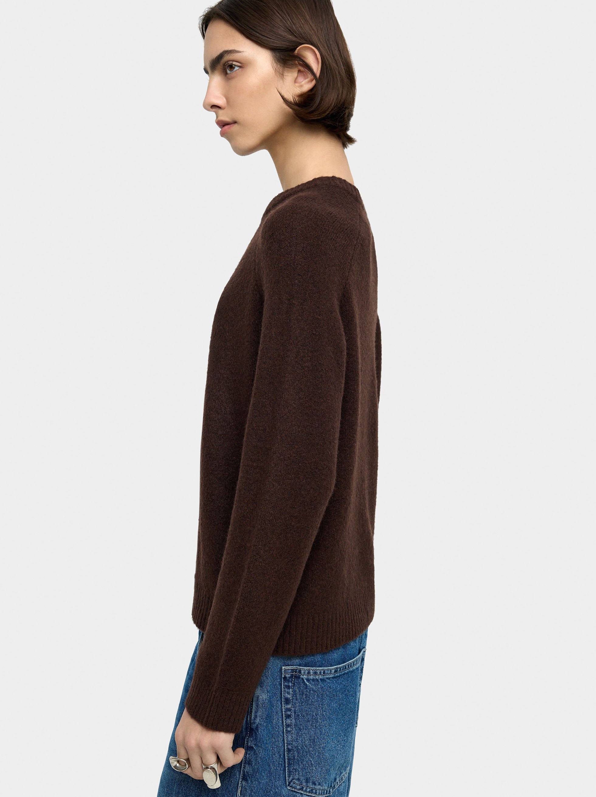 Plain knit sweater image number 2.0