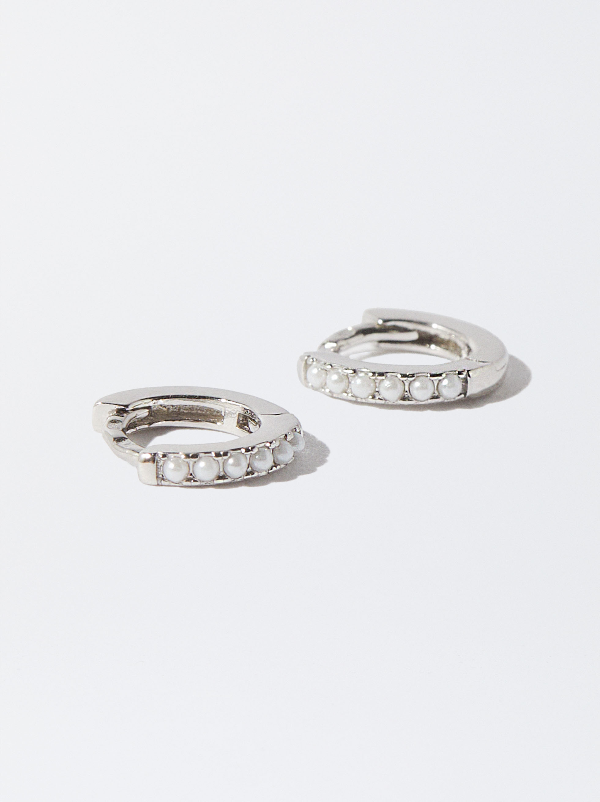 Orecchini a cerchio personalizzabili in argento 925 con perle image number 1.0