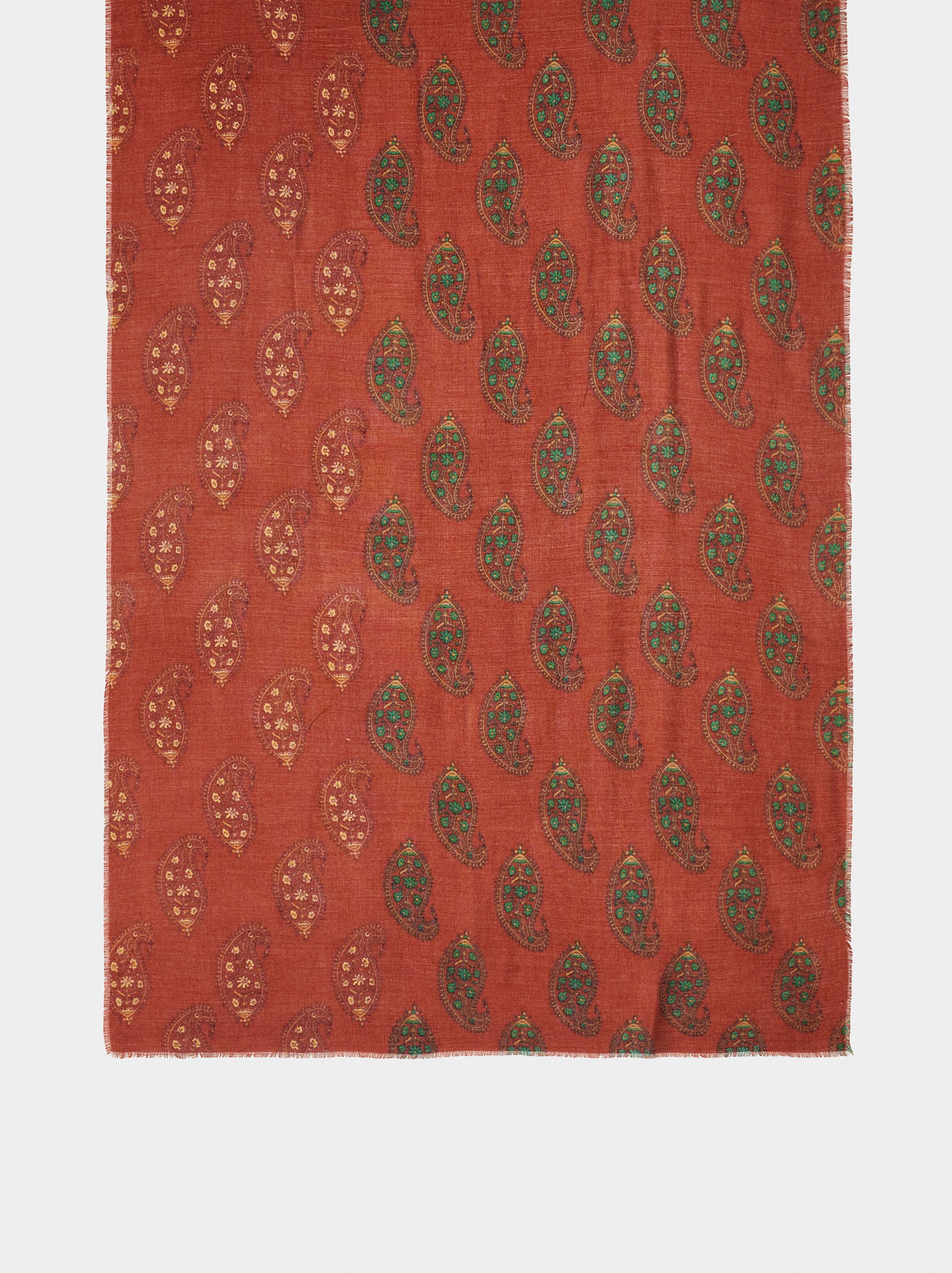 Printed scarf with wool blend image number 2.0