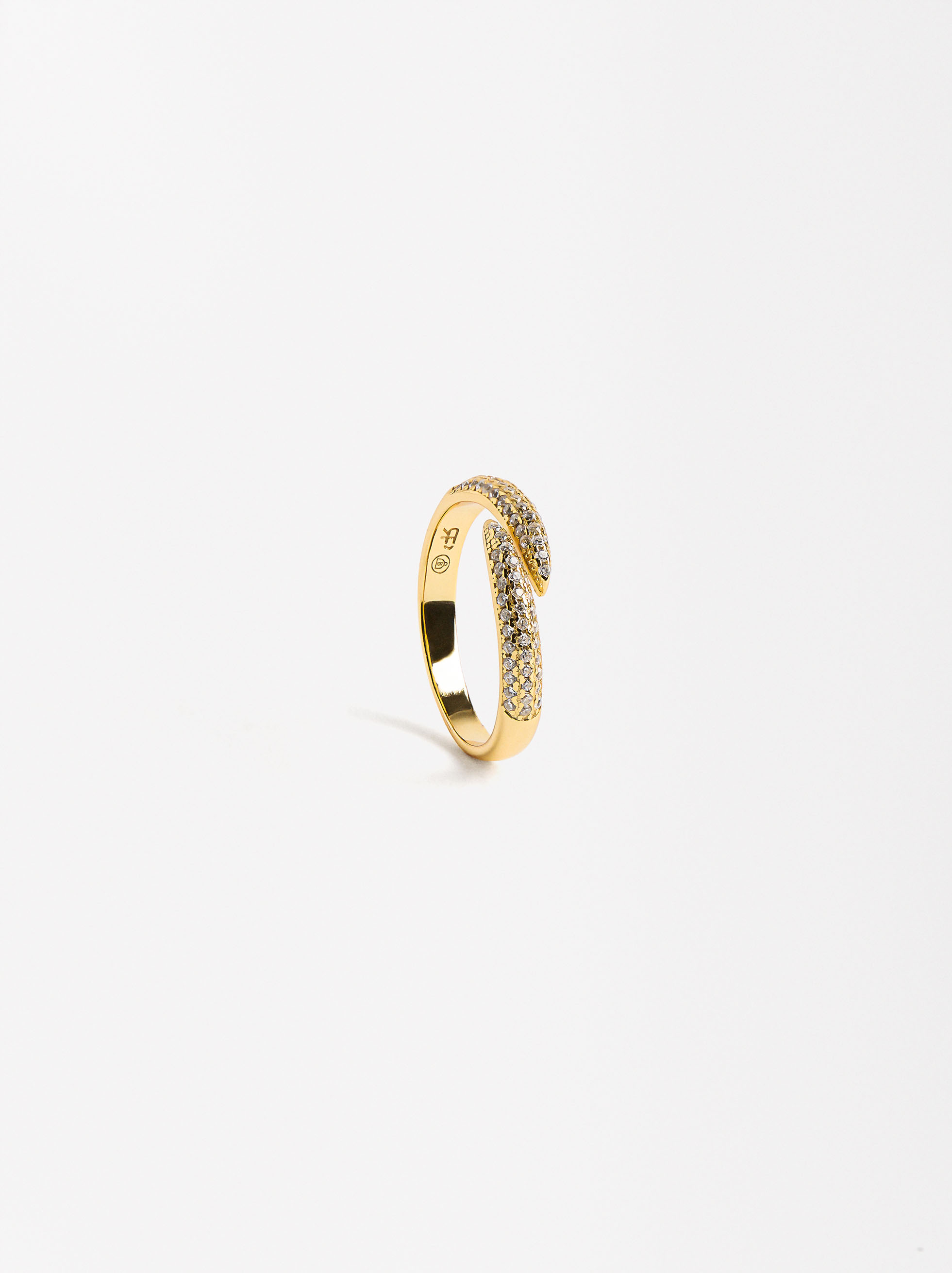 Anello incrociato con zirconi - argento sterlingo 925 image number 1.0