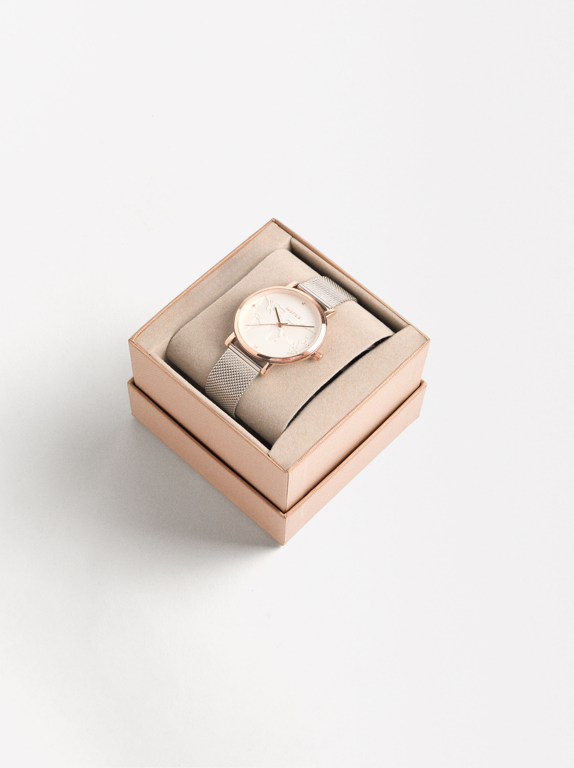 Watch With World Map Case Golden Parfois