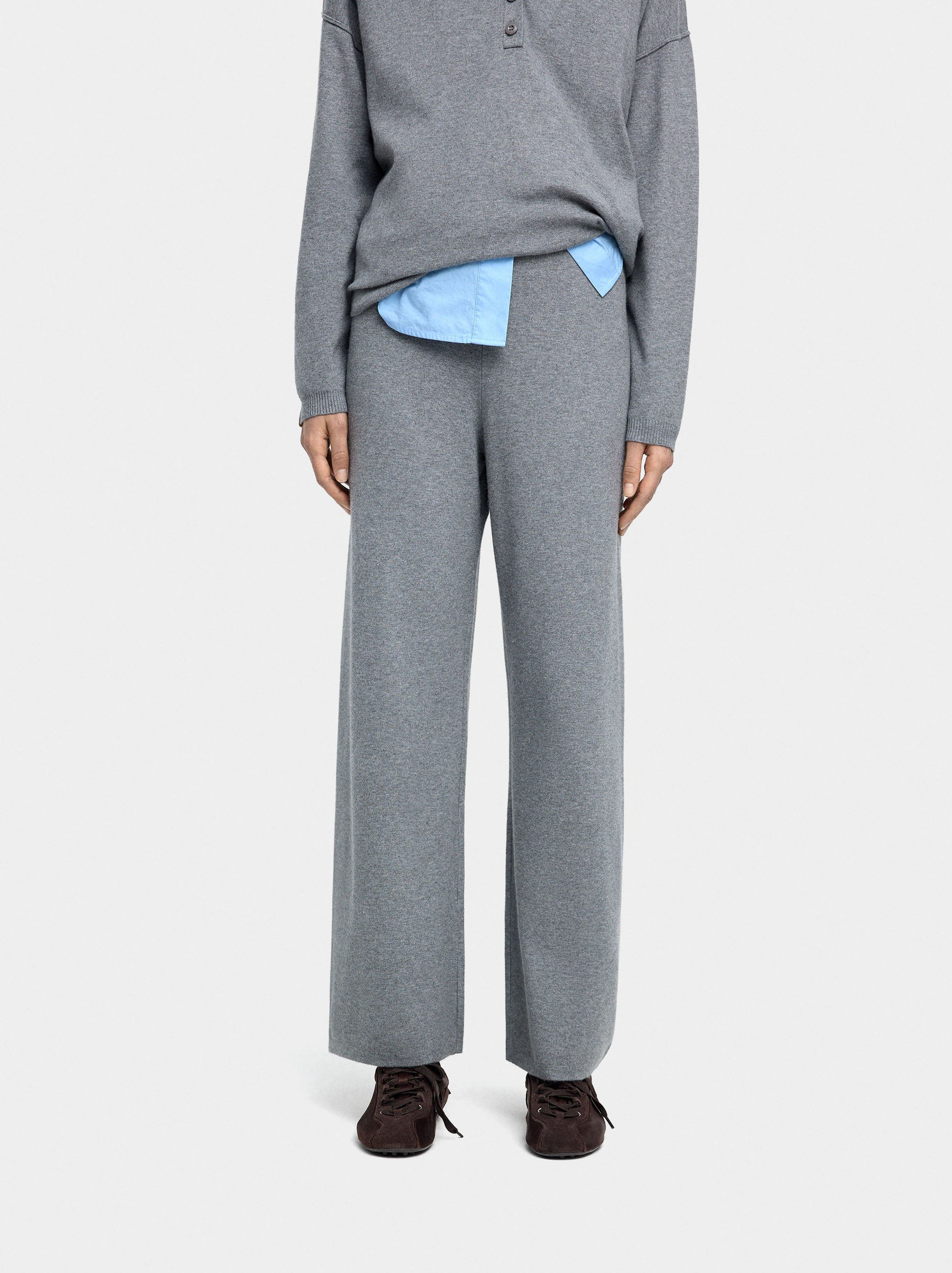 Elastic waist knit pants image number 1.0