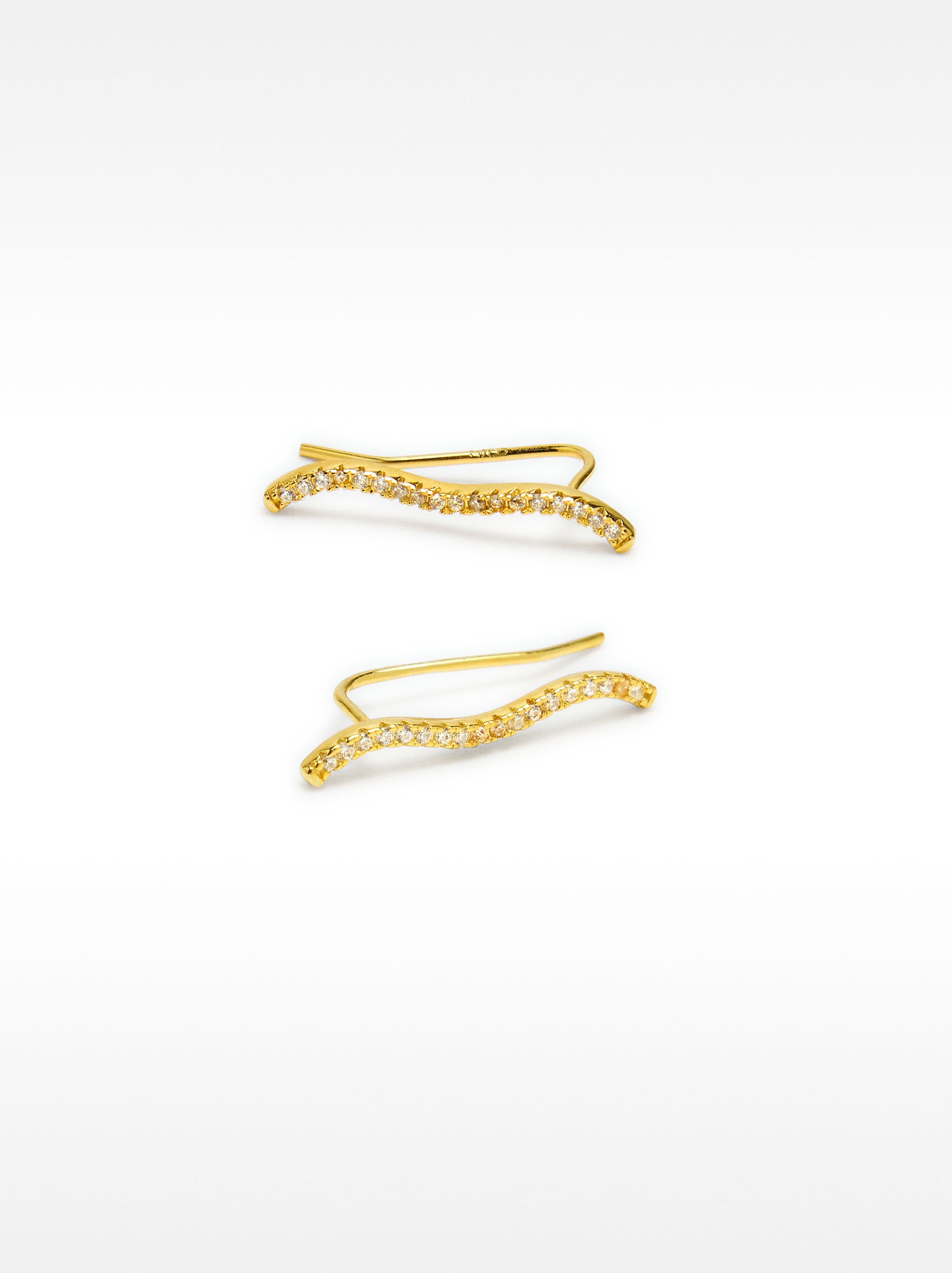 Wave earrings with cubic zirconia - 925 sterling silver image number 2.0