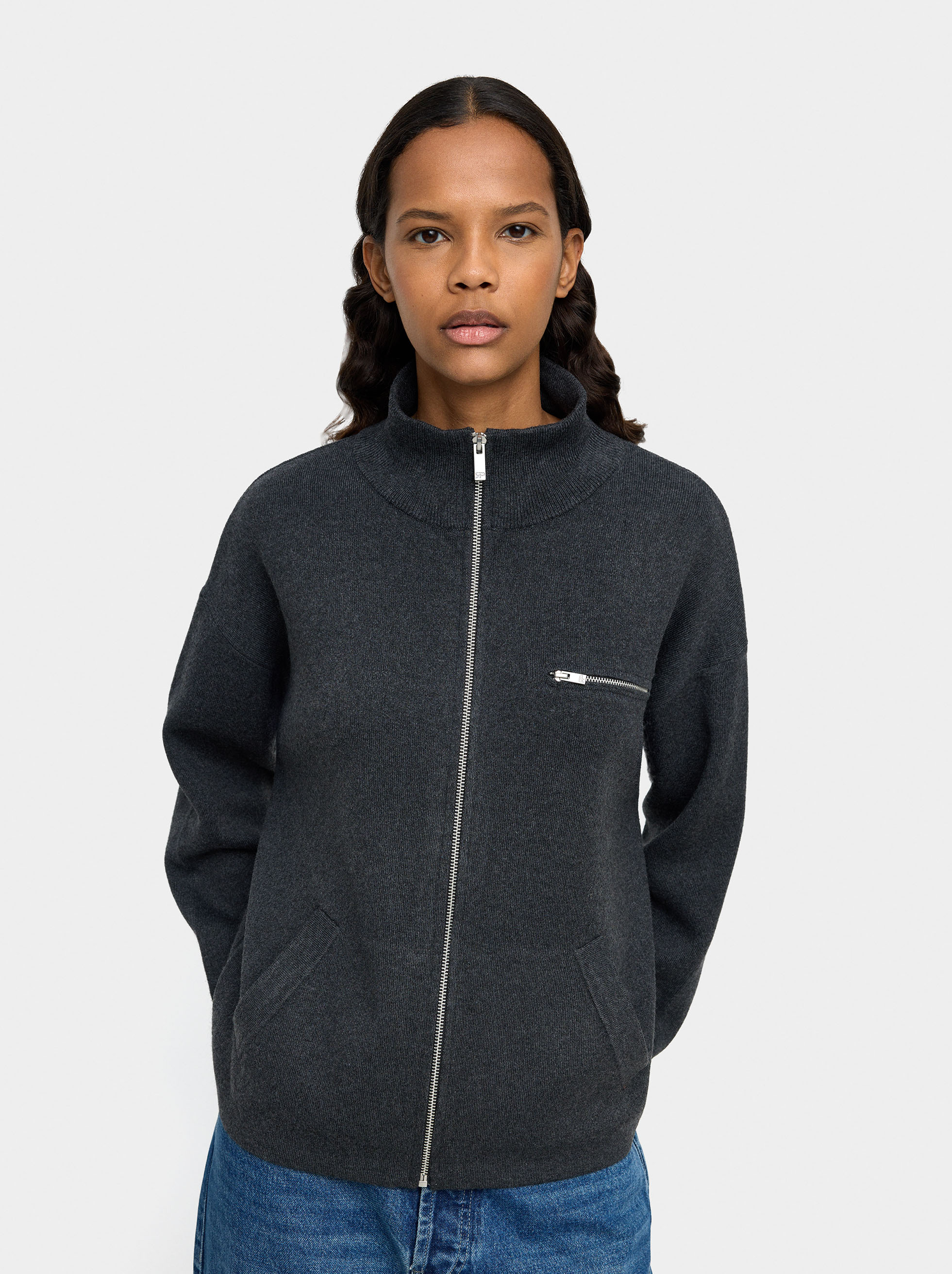 Zipped knit cardigan image number 1.0
