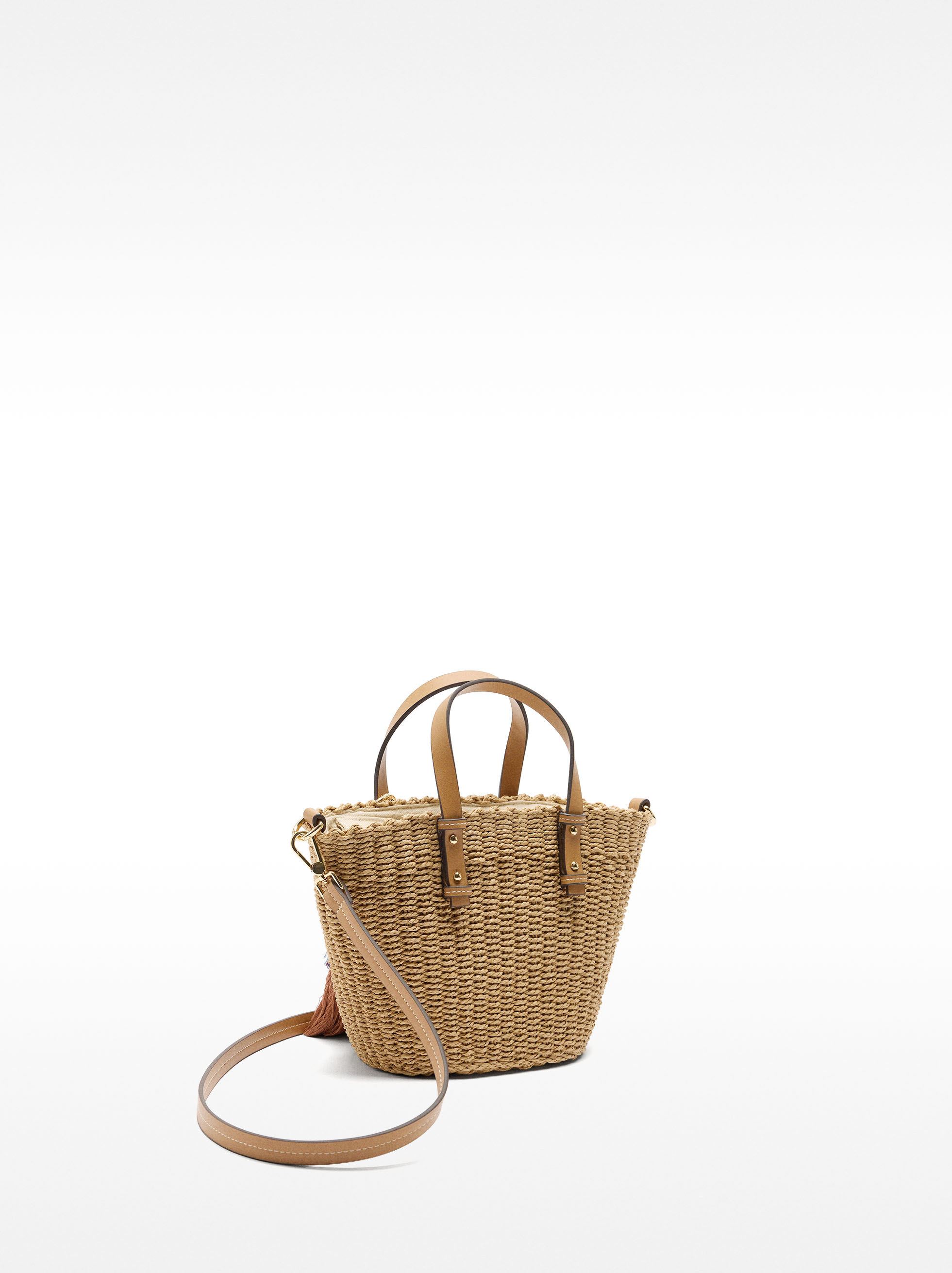 Tote bag with straw effect image number 3.0