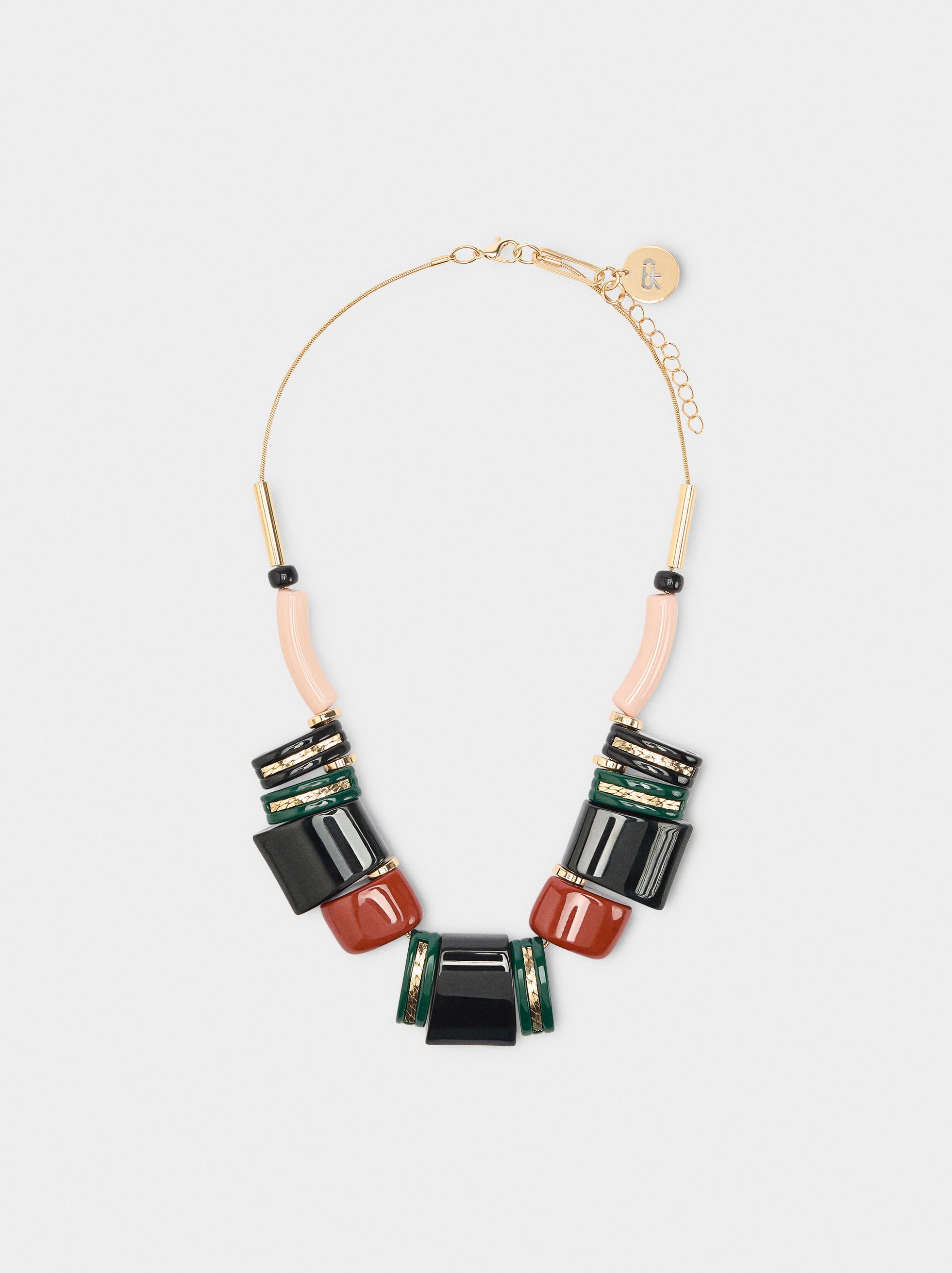 Necklace with multicolor resin pendants image number 0.0