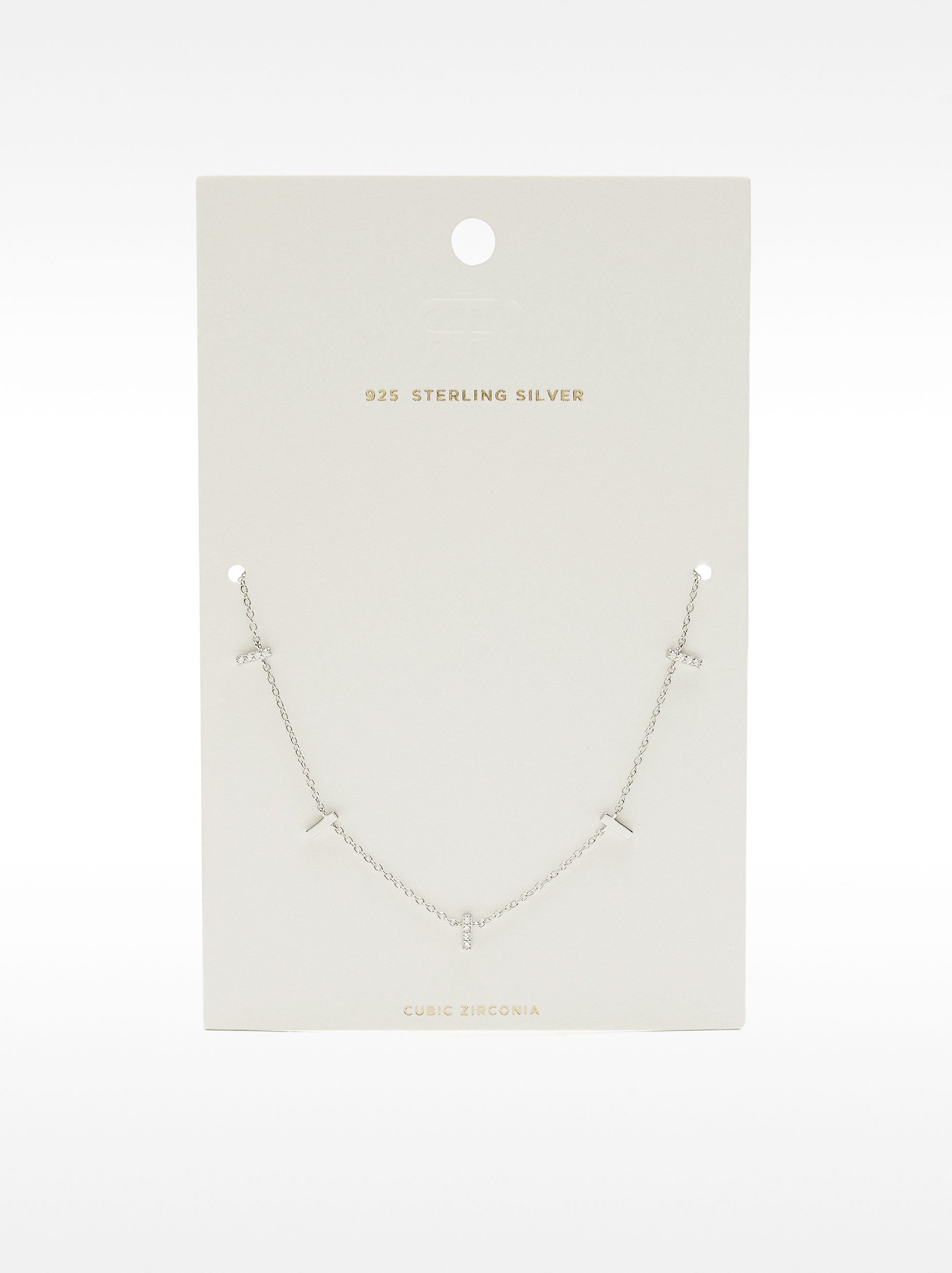 Necklace with bars and zirconia – 925 sterling silver image number 4.0