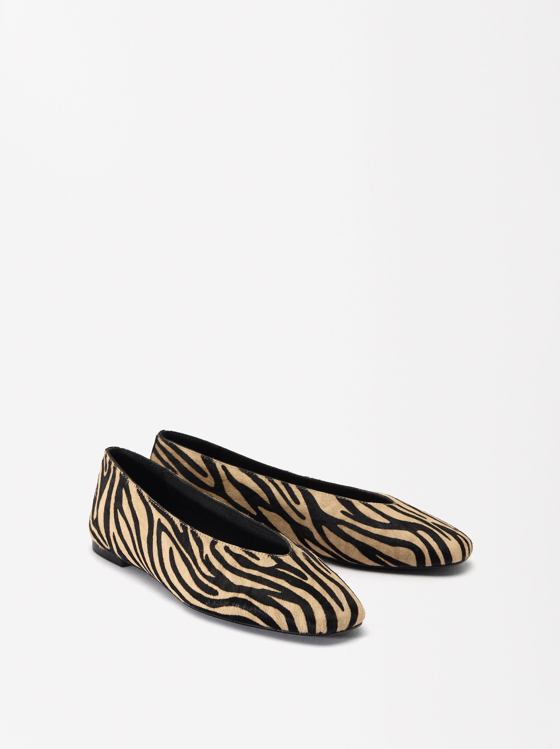 Animal print leather ballerina image number 2.0