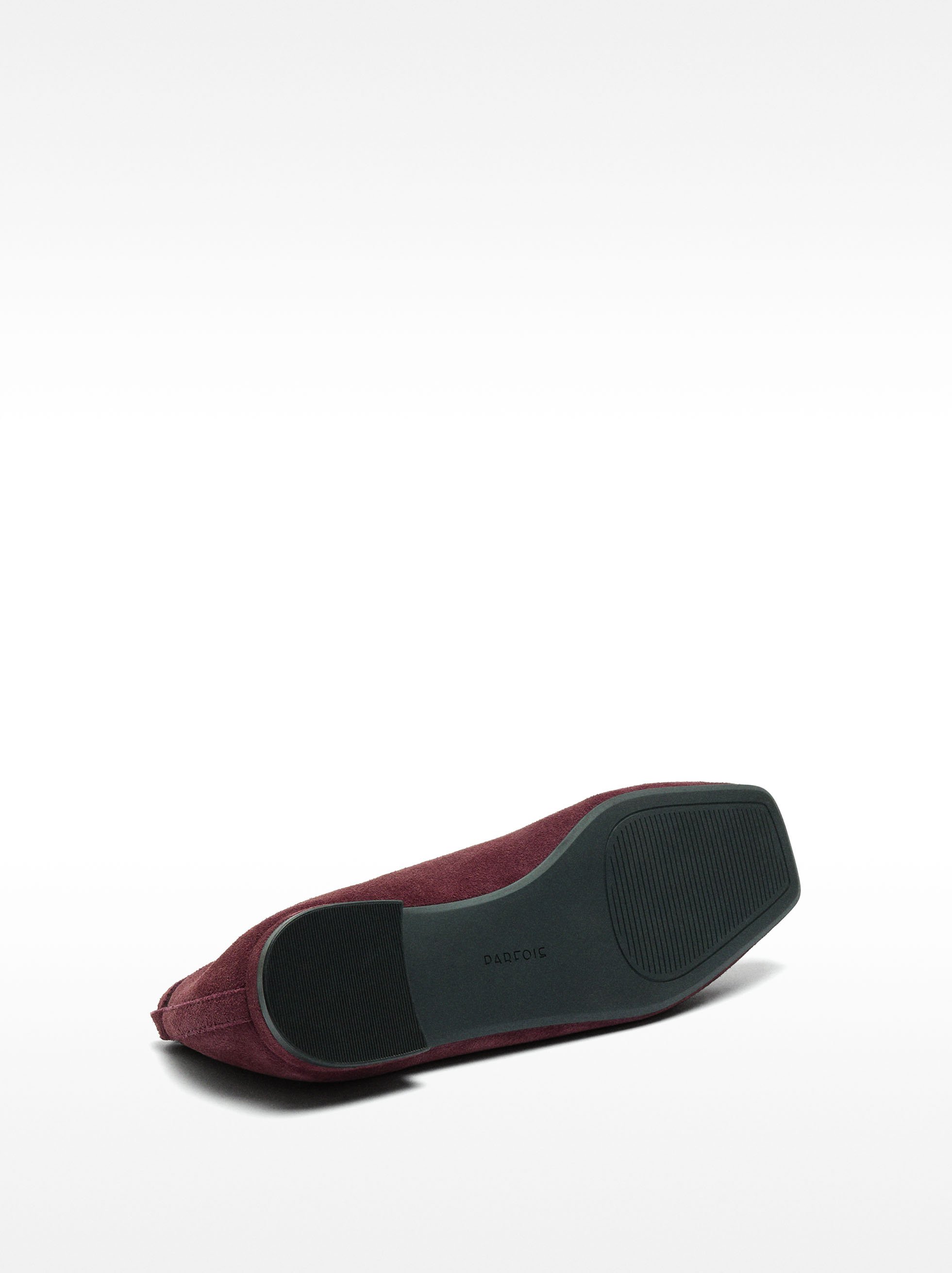 Ankle-strap leather ballet flats image number 5.0
