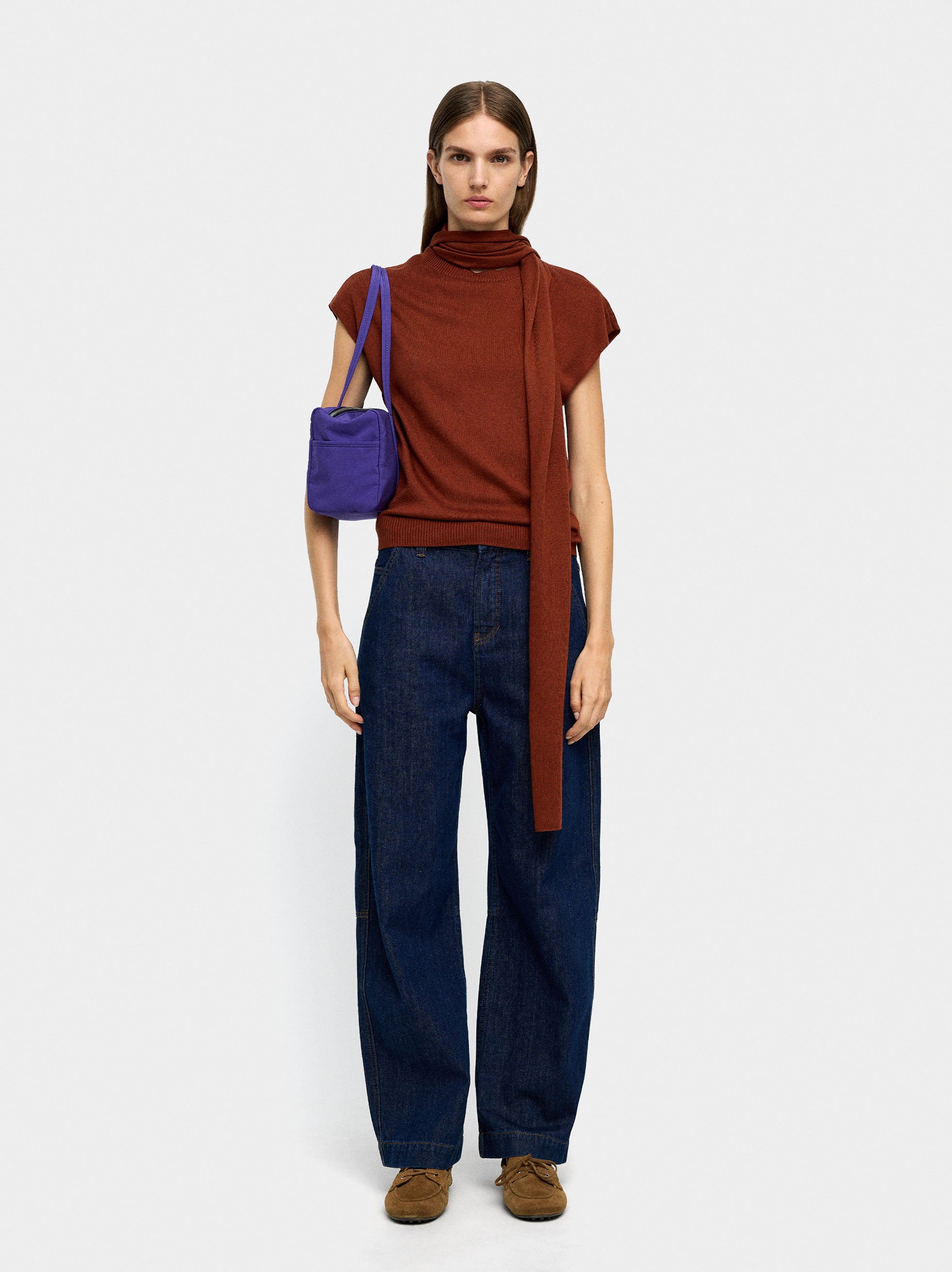Gilet in maglia con foulard image number 1.0