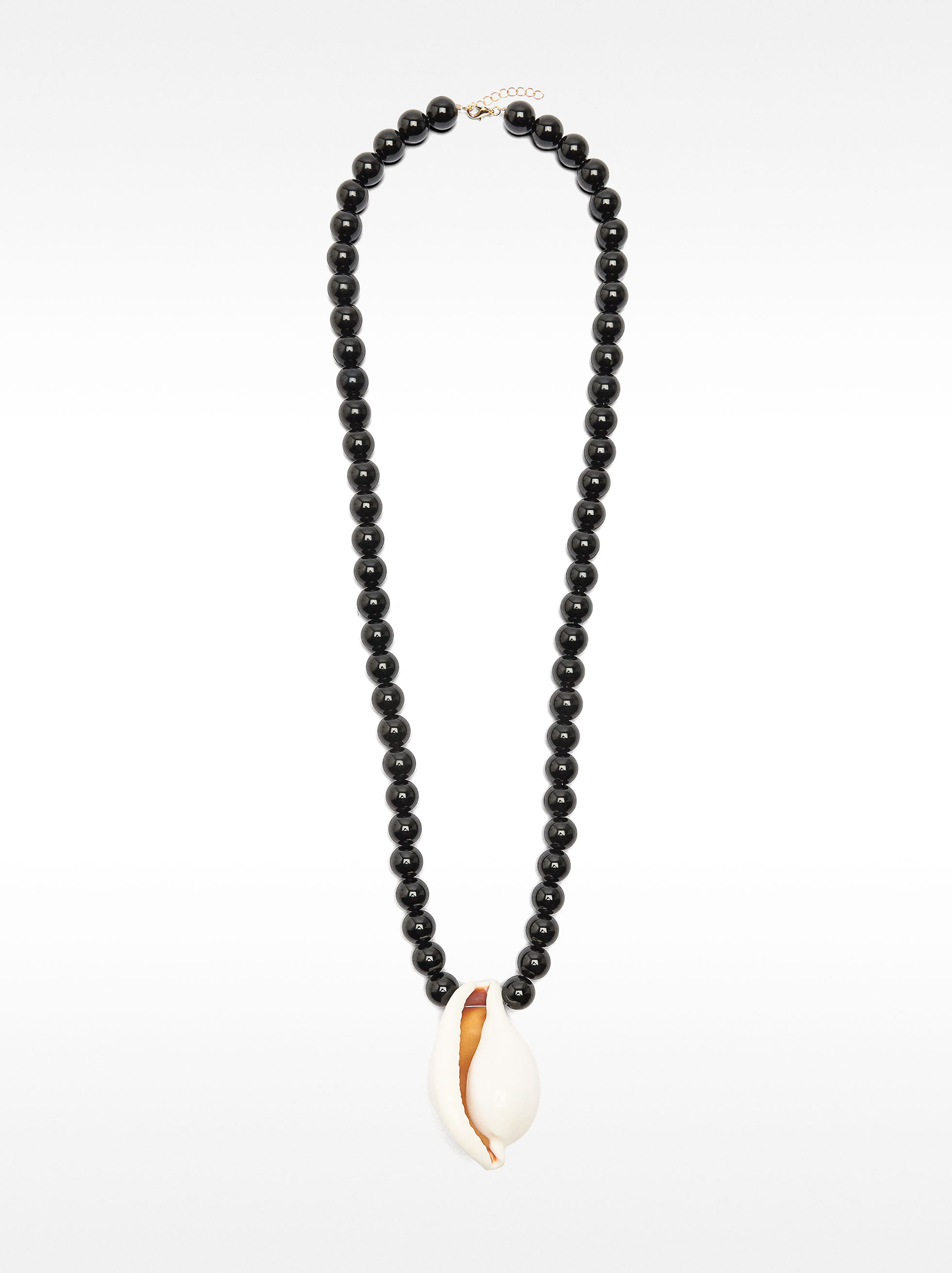 Collana di perle di vetro con pendente di conchiglia image number 0.0
