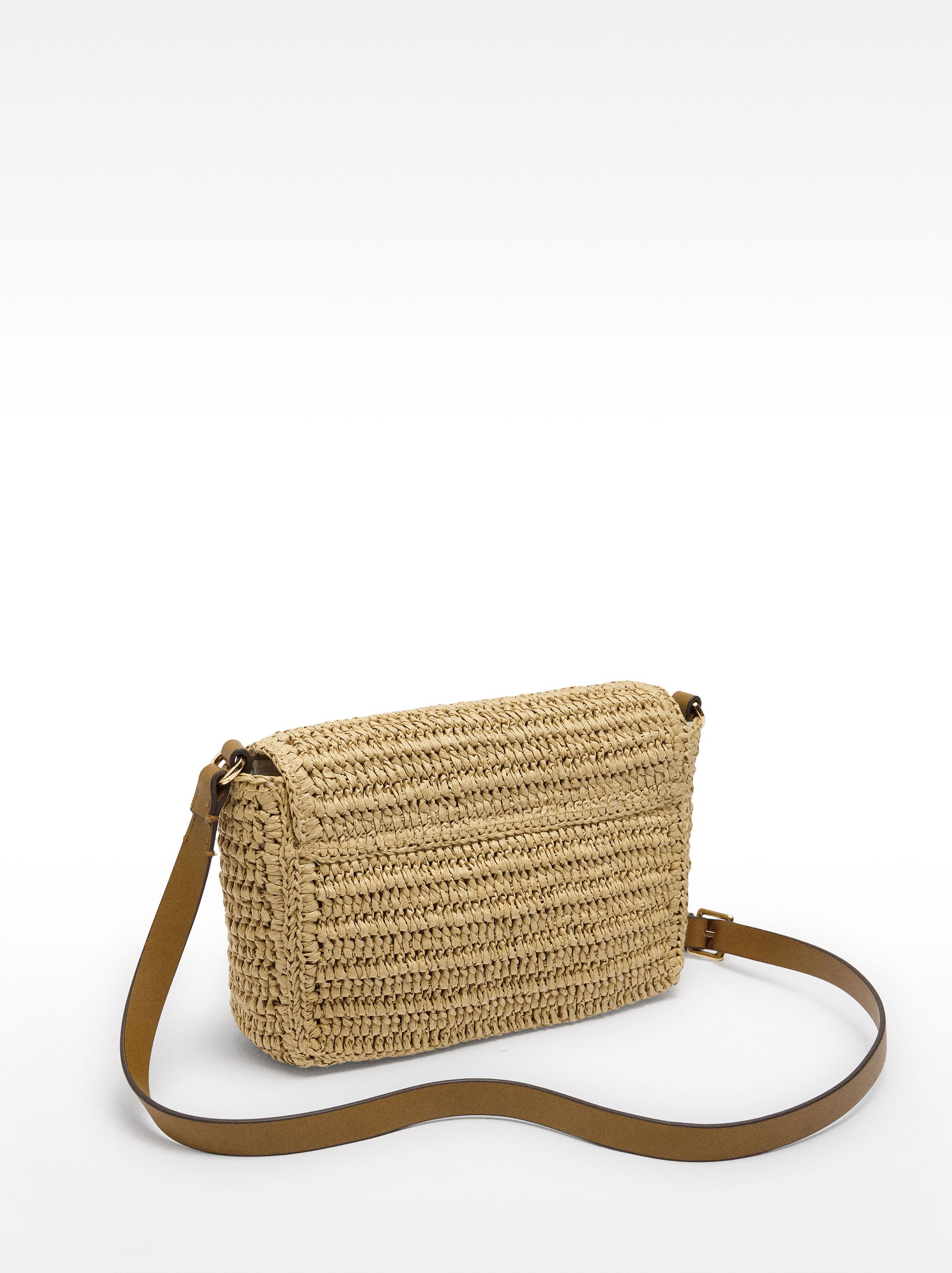 Crossbody bag with straw effect and flap image number 3.0